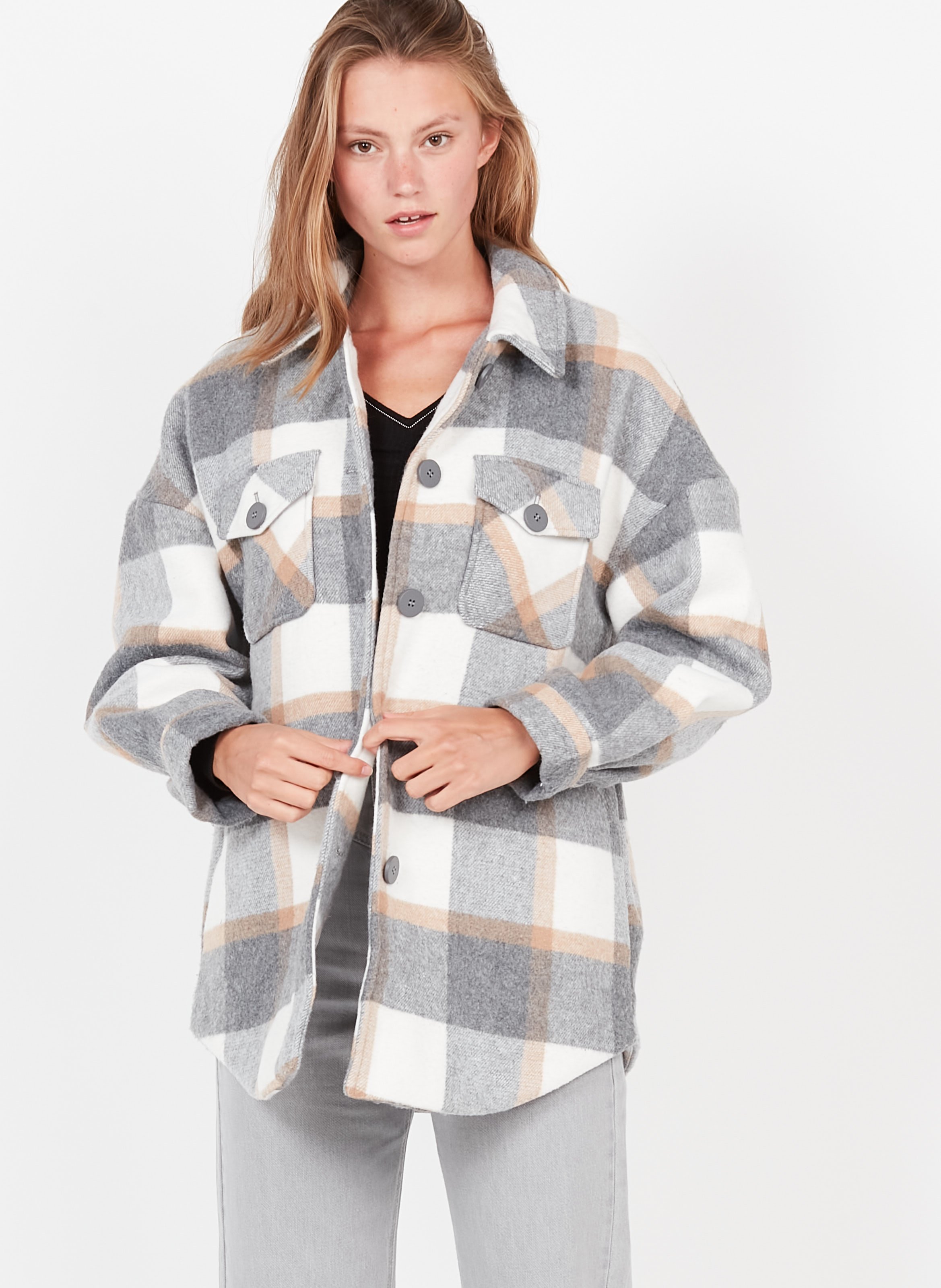 beige check jacket