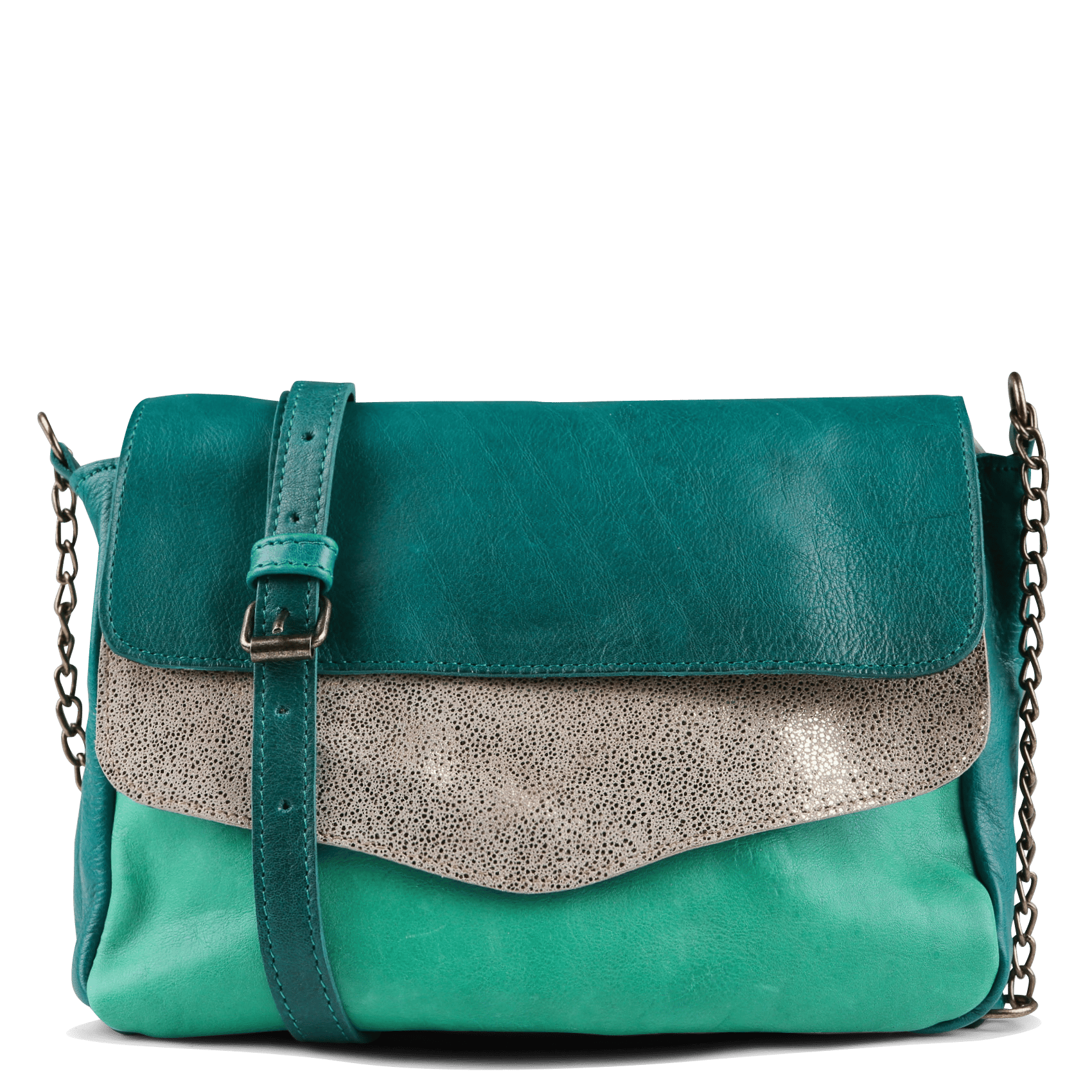 teal leather purses