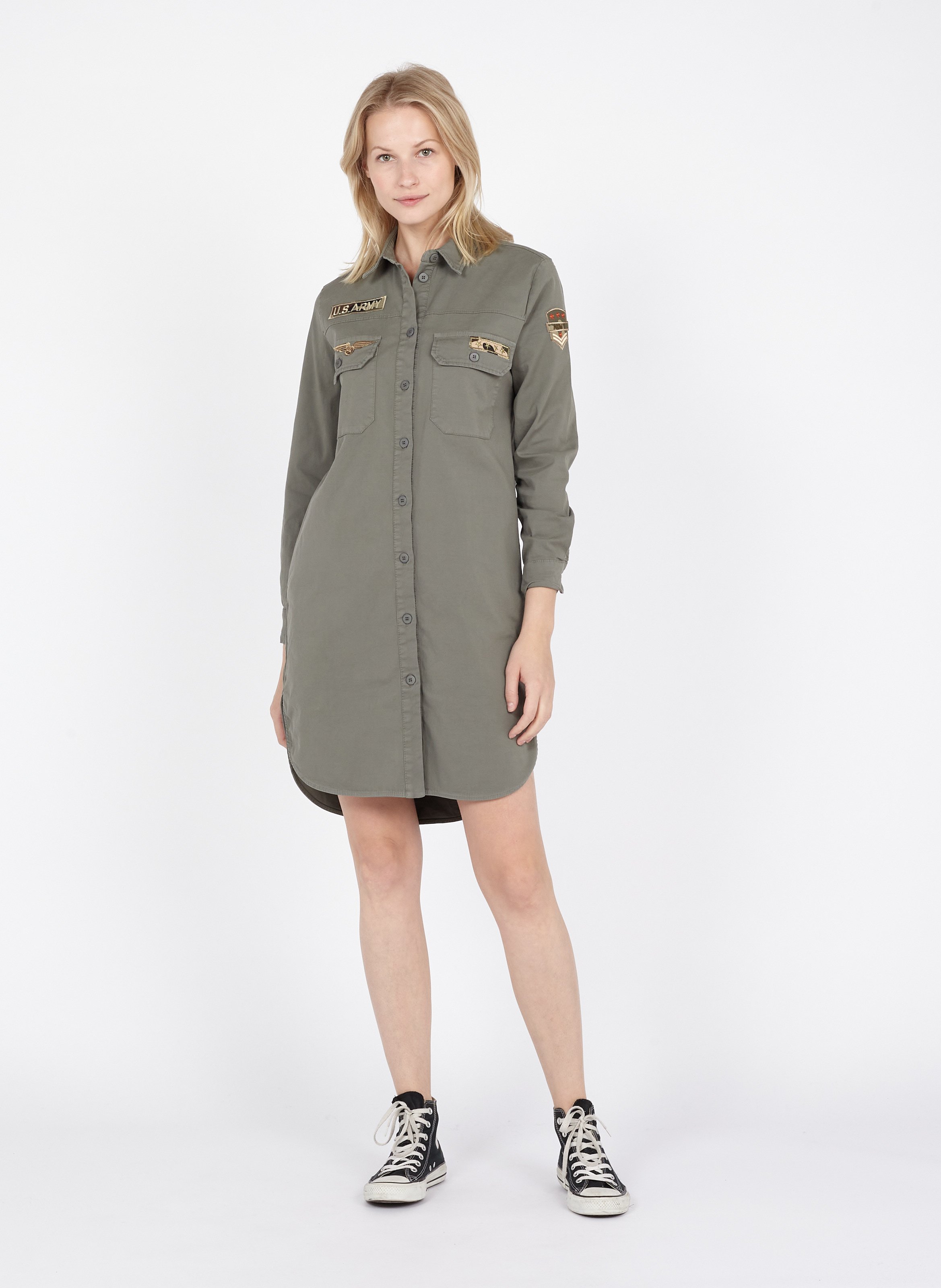 Sale Army-style Shirt Dress Shark 
