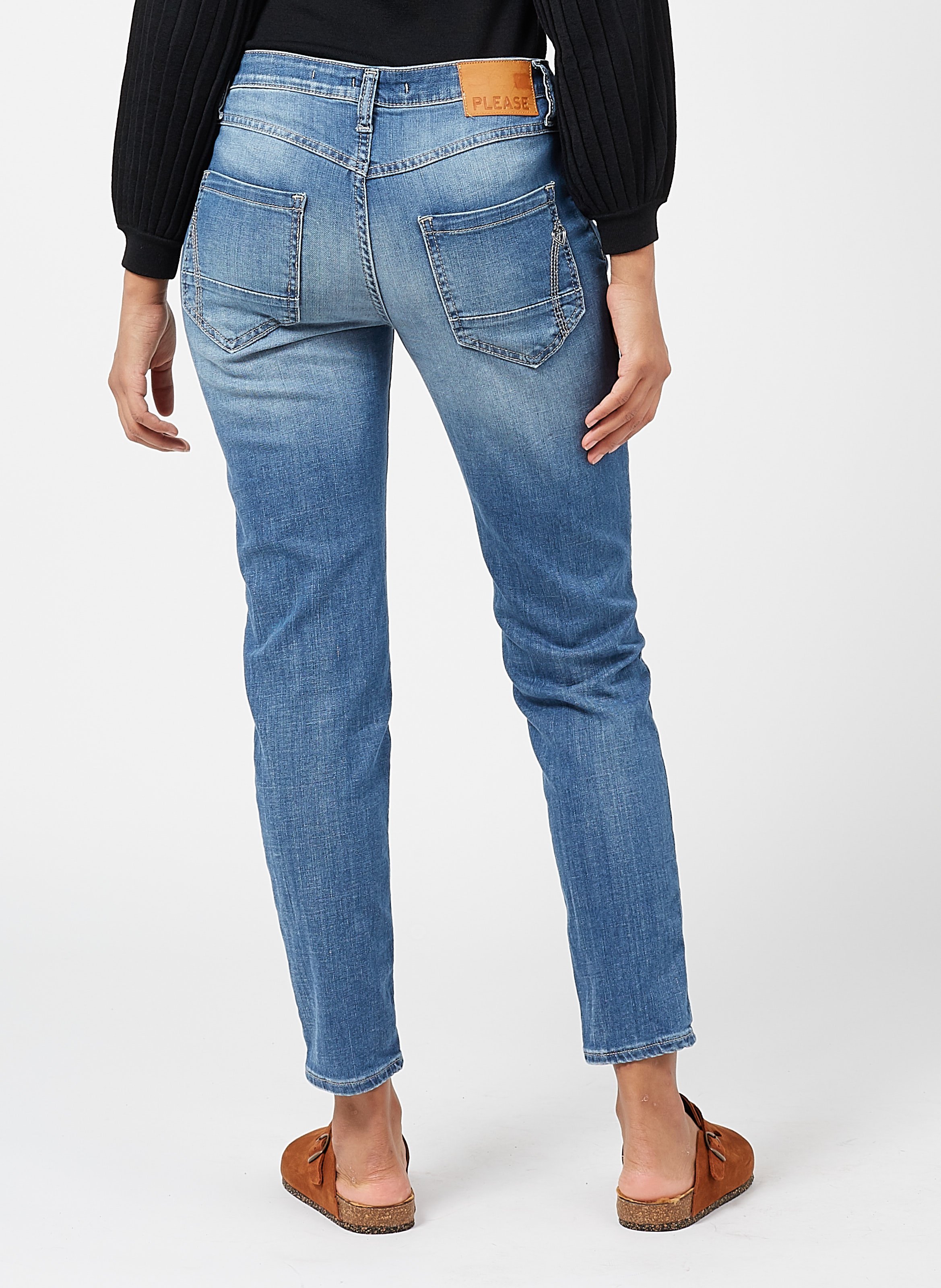 Low-rise Faded Boyfriend Jeans Blu Denim Please - Women | Place des  Tendances