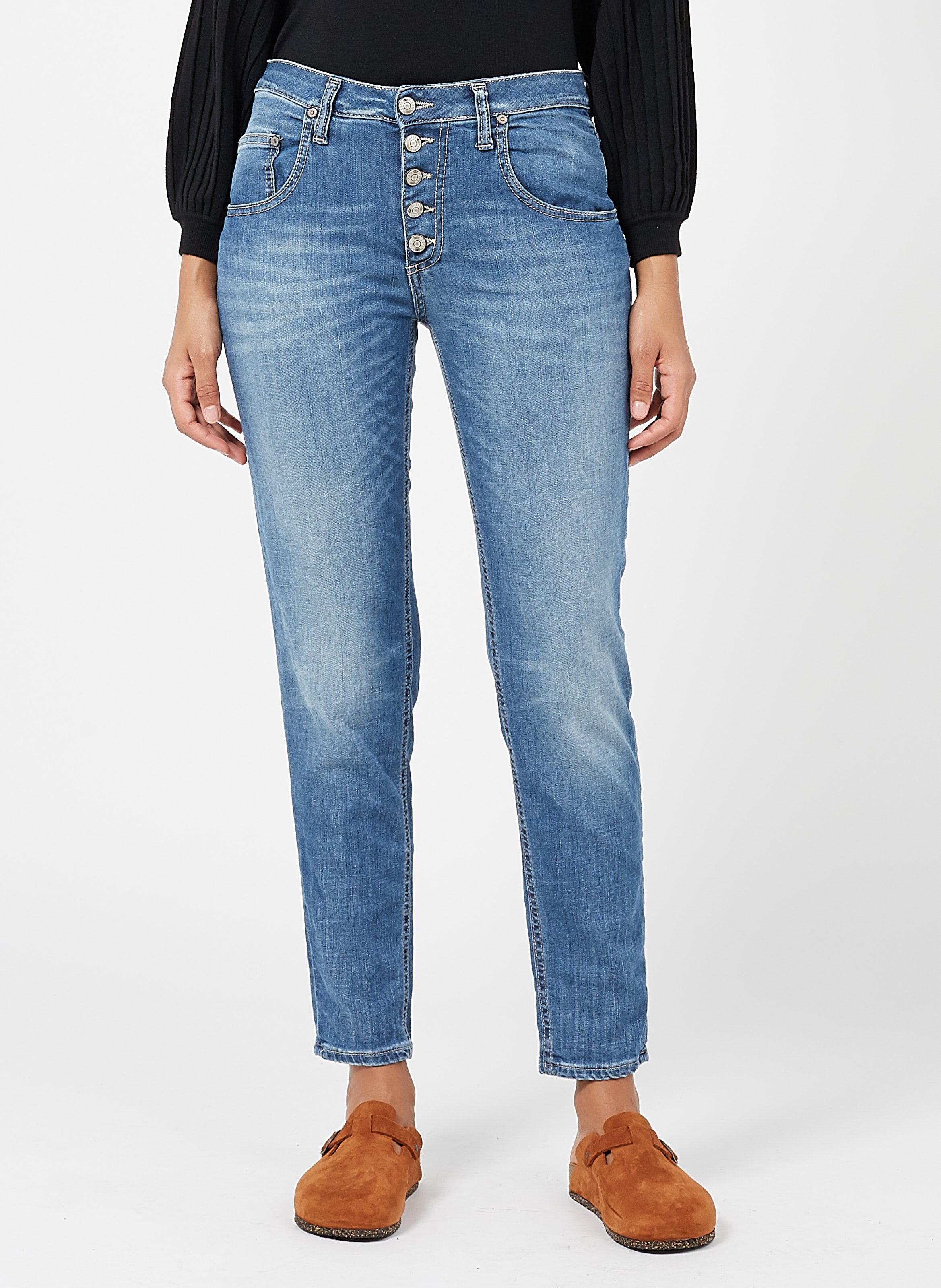 Low-rise Faded Boyfriend Jeans Blu Denim Please - Women | Place des  Tendances