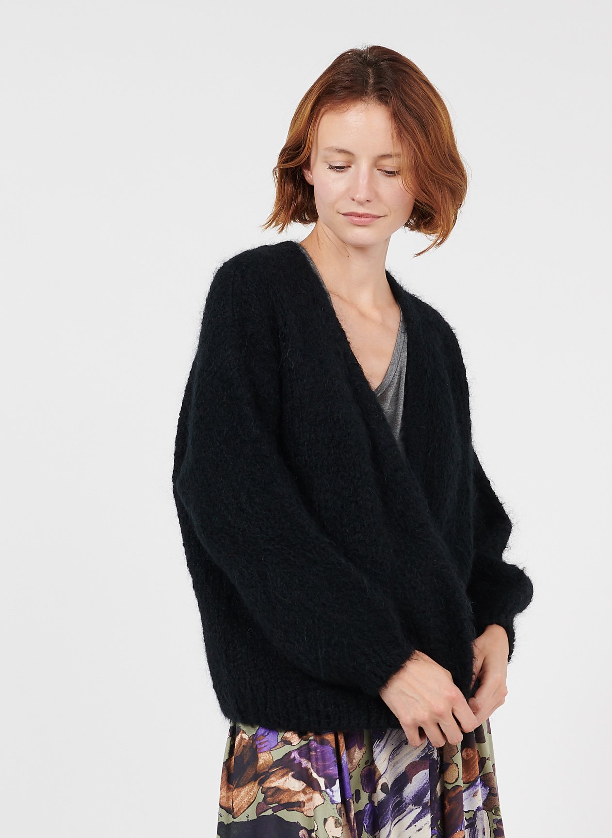 black fluffy cardigans