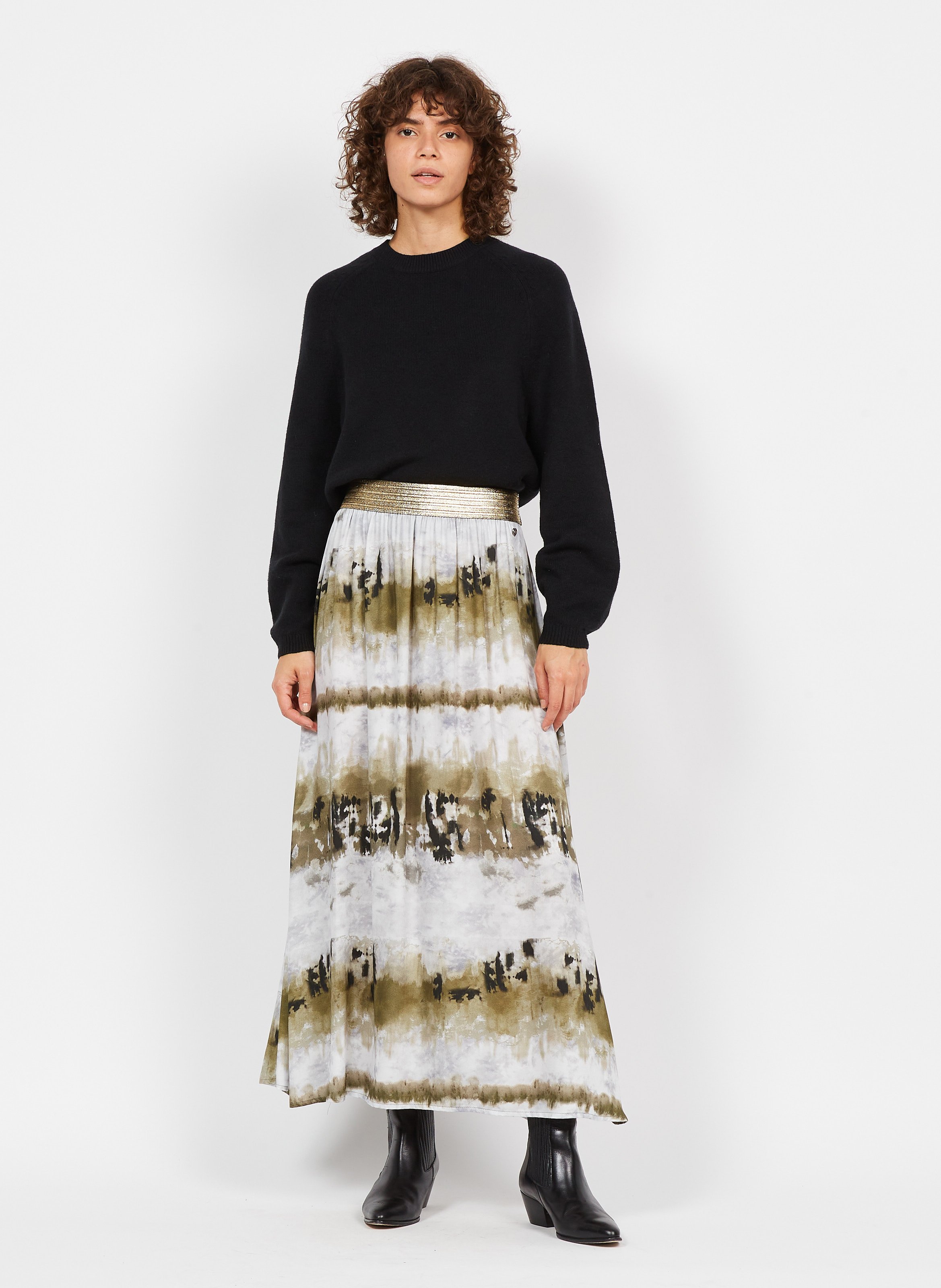 Printed Midi Skirt Verde Please Women Place des Tendances