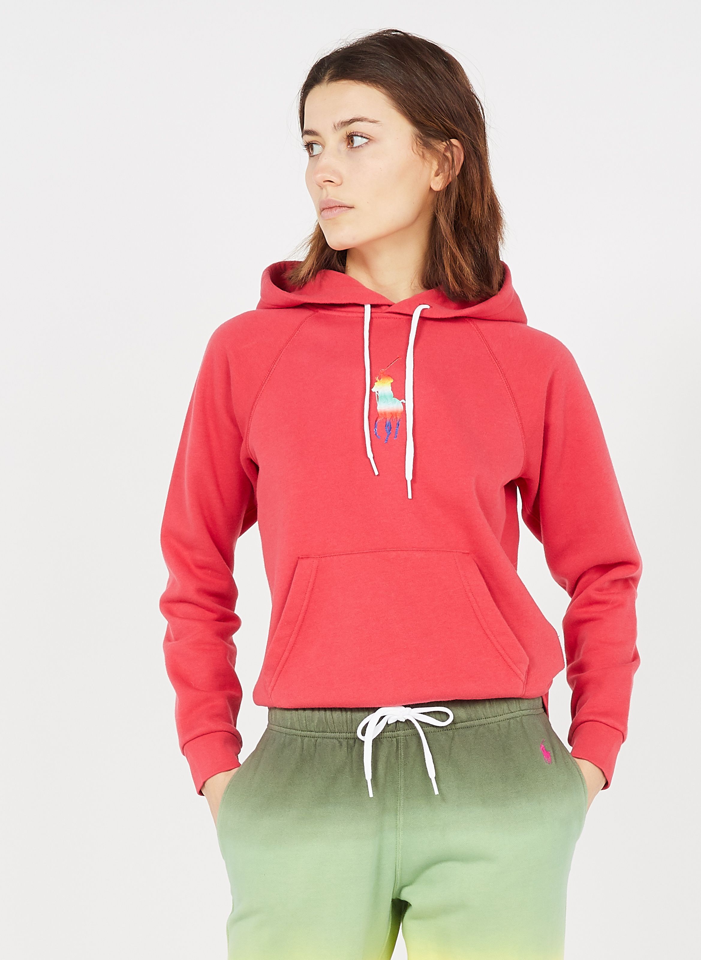 womens red polo hoodie