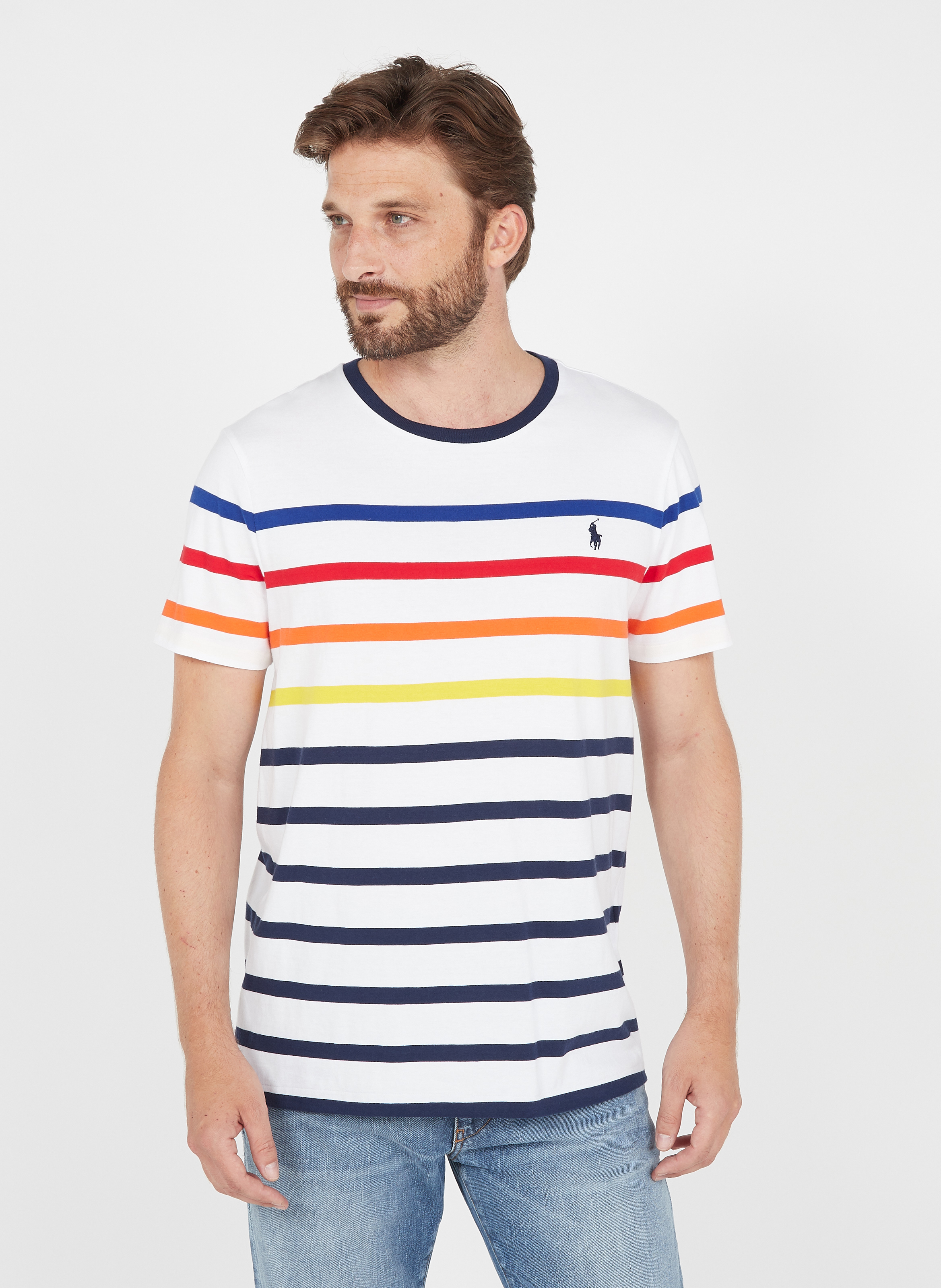POLO RALPH LAUREN Multicolored Cotton Breton T-shirt with round neck