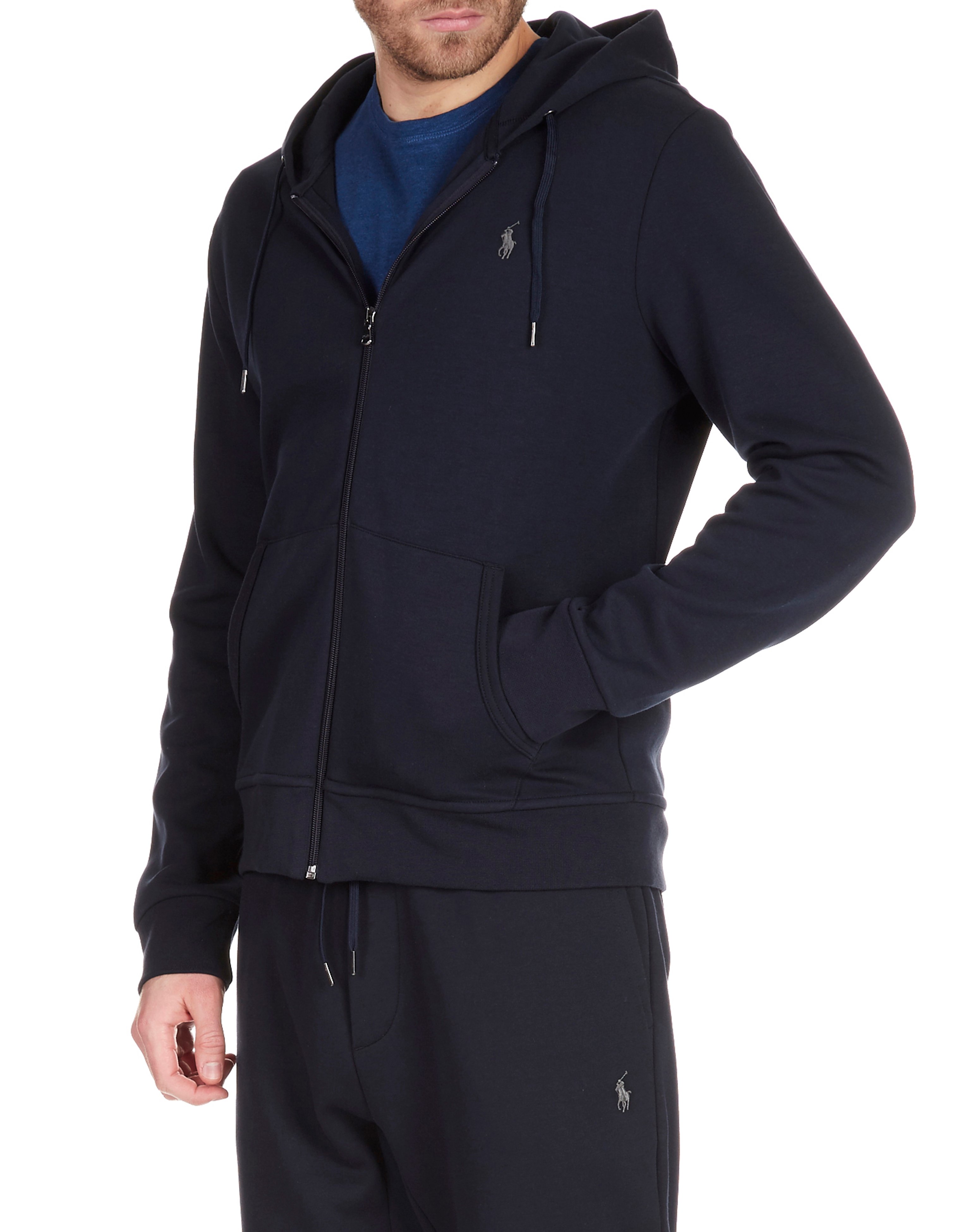 Ralph lauren double knit hoodie navy Clearance