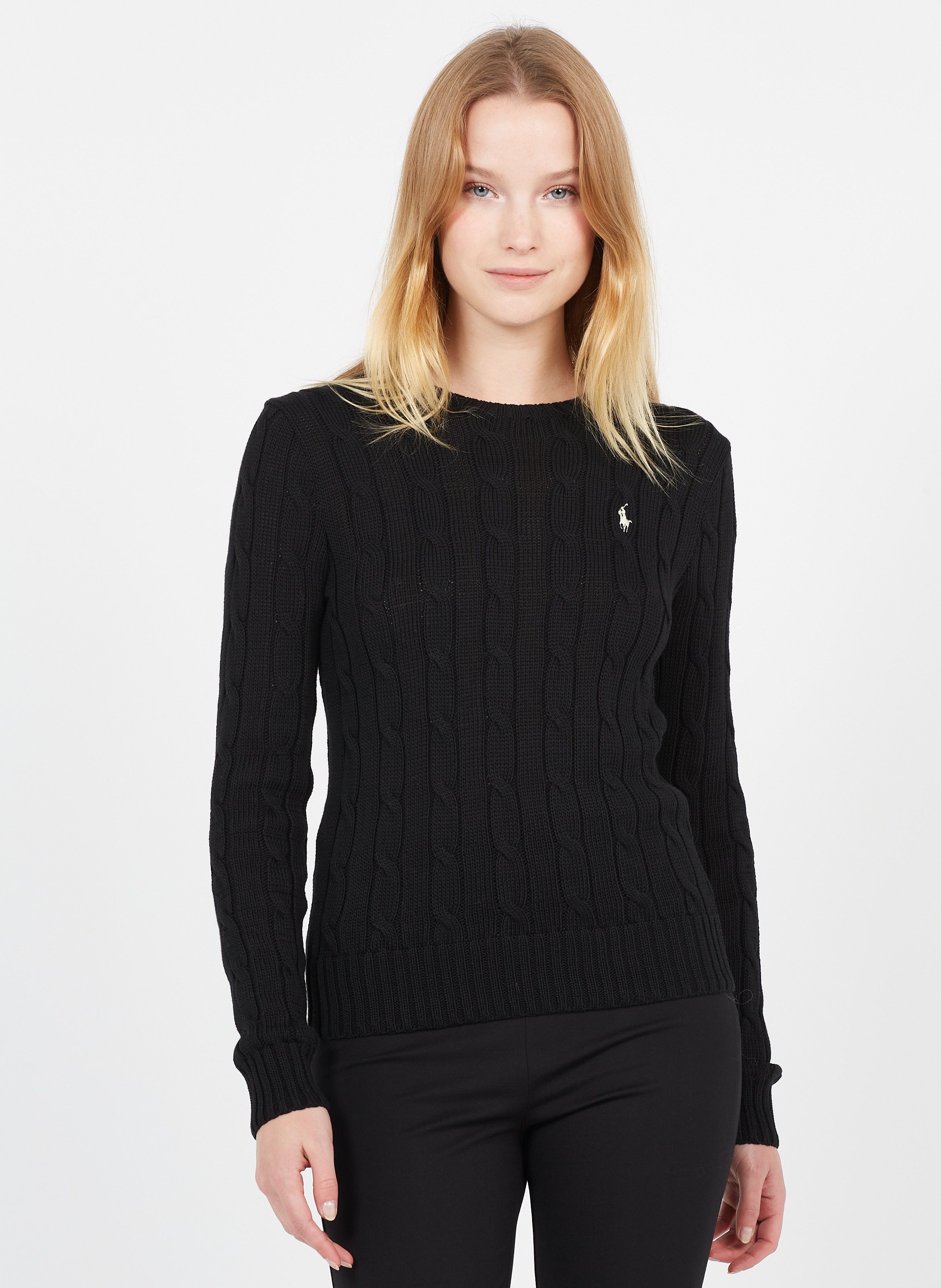 ralph lauren black cable knit jumper