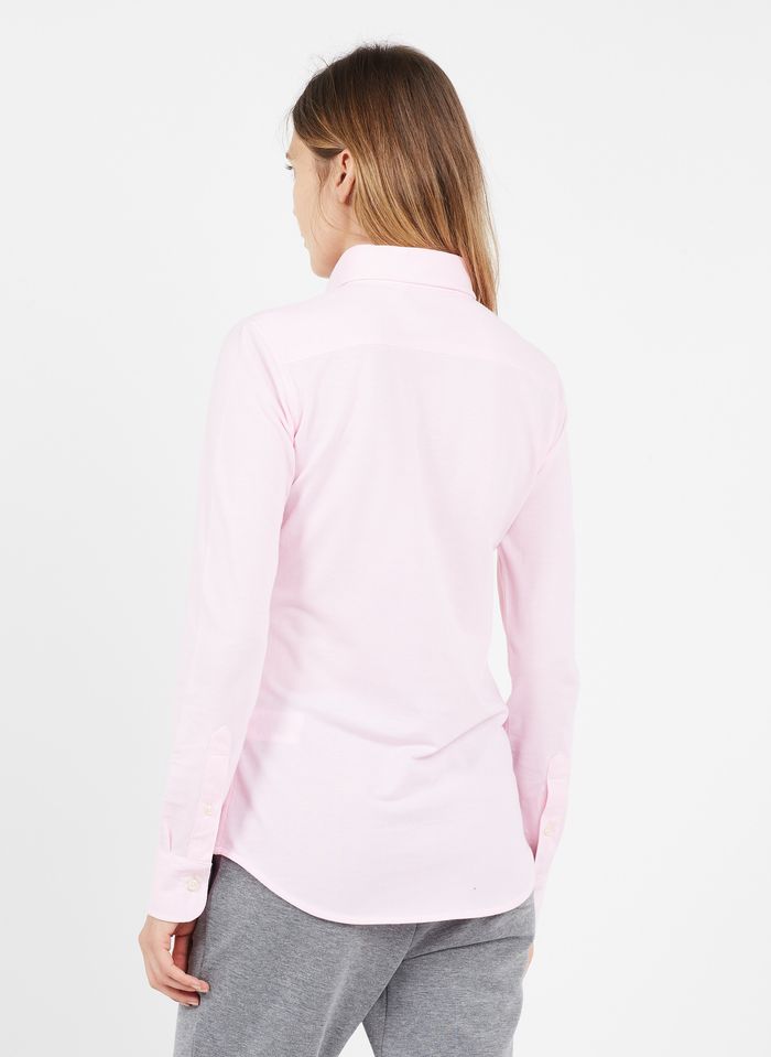 Fitted Cotton Shirt With Button-down Collar Pink Polo Ralph Lauren - Women  | Place des Tendances