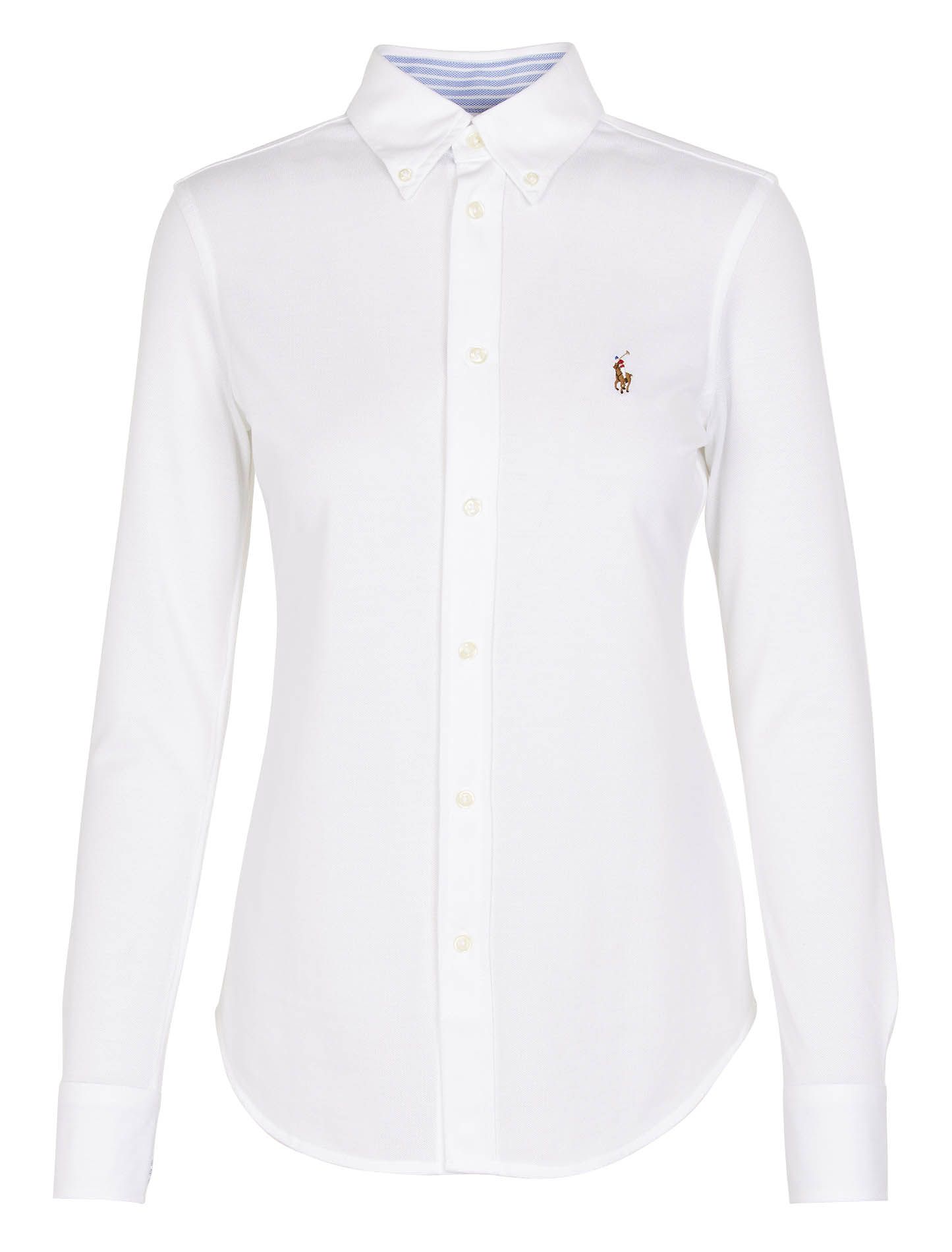 women's polo white button down shirt