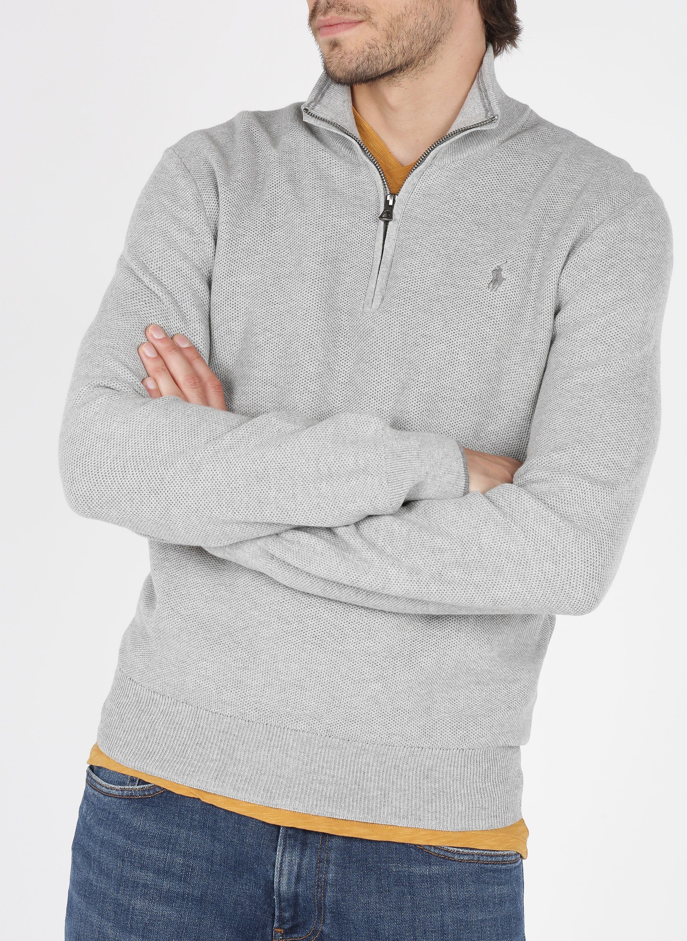 polo half zip grey