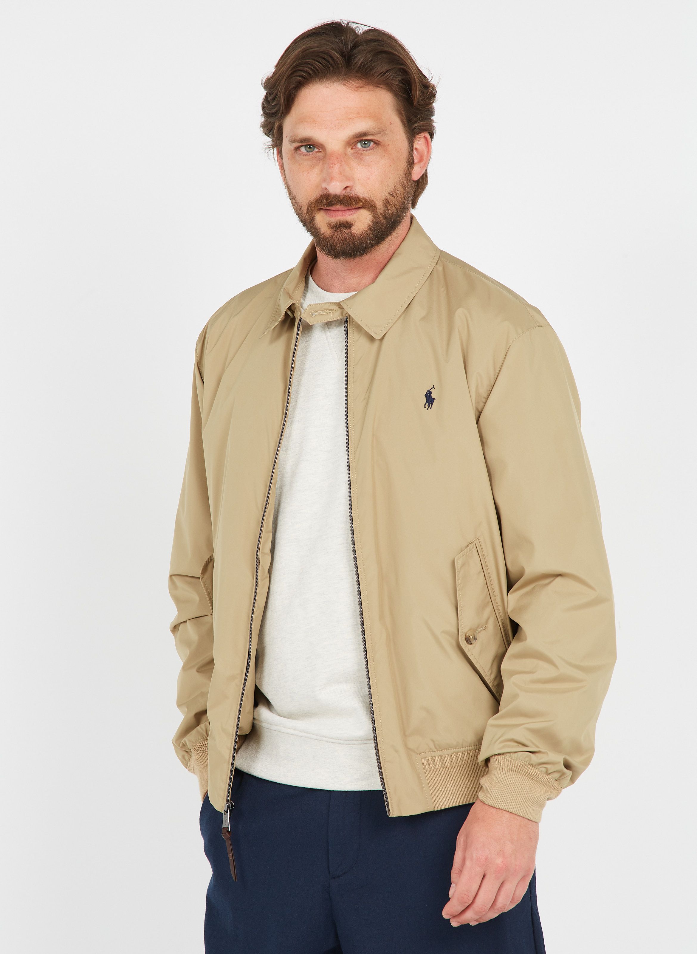 beige polo jacket