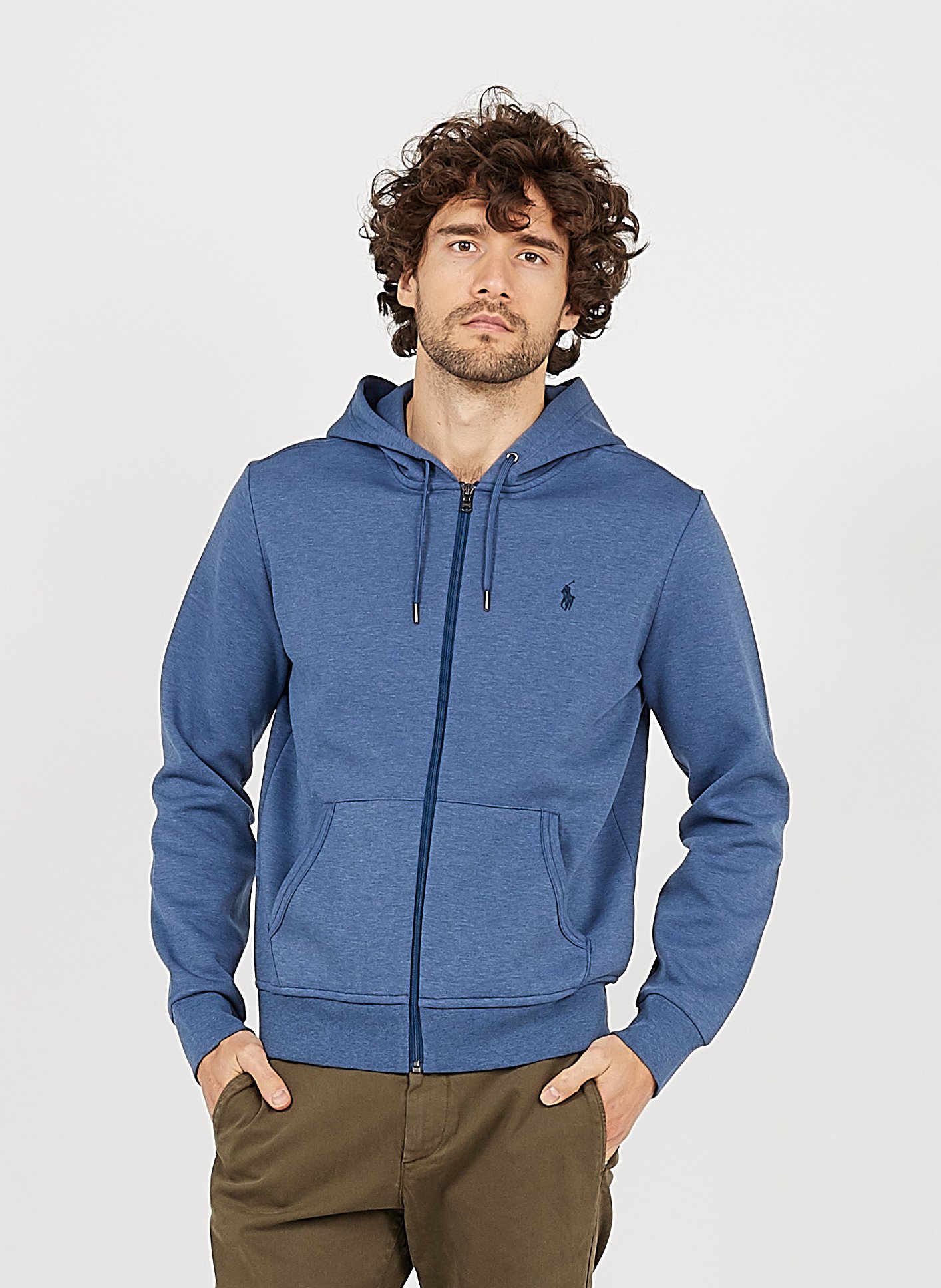 blue polo hoodie