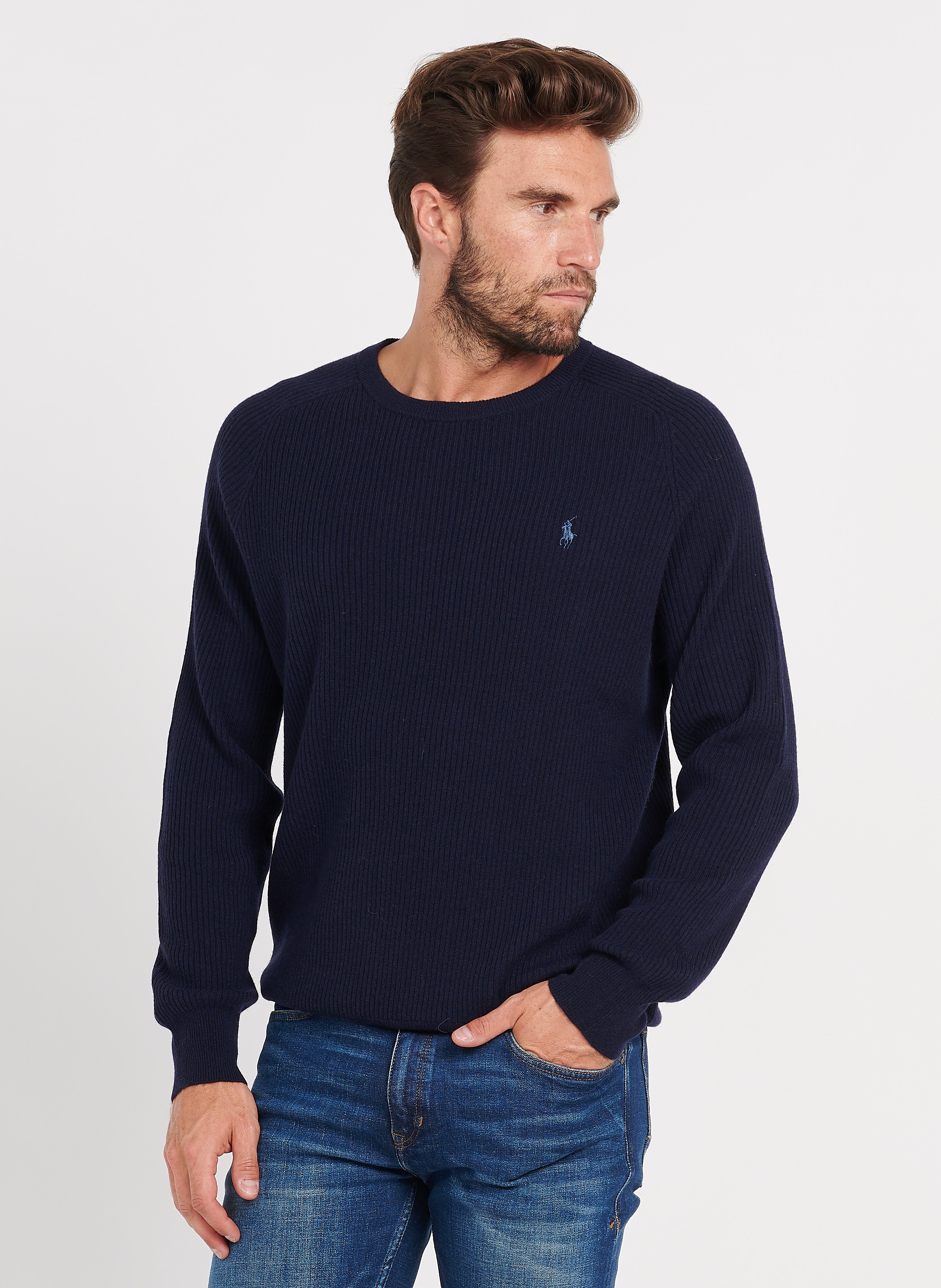 navy polo sweater