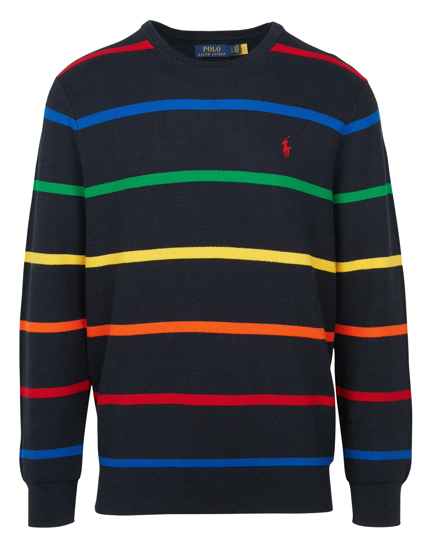 blue and orange polo sweater