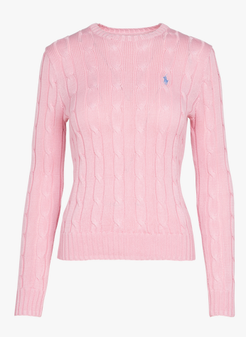 Round-neck Cable-knit Cotton Sweater Bright Pink Polo Ralph Lauren 