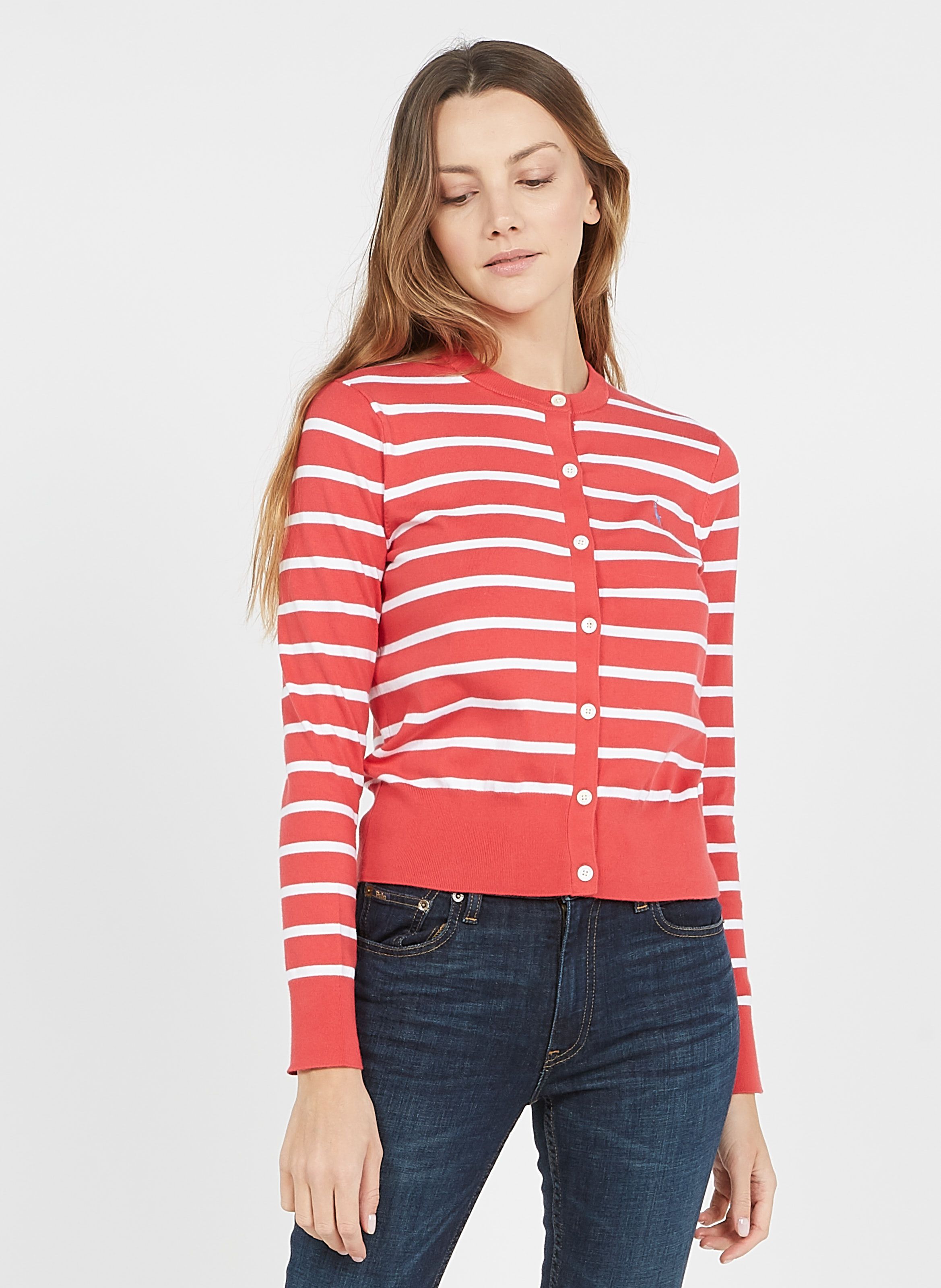 ralph lauren cardigan red