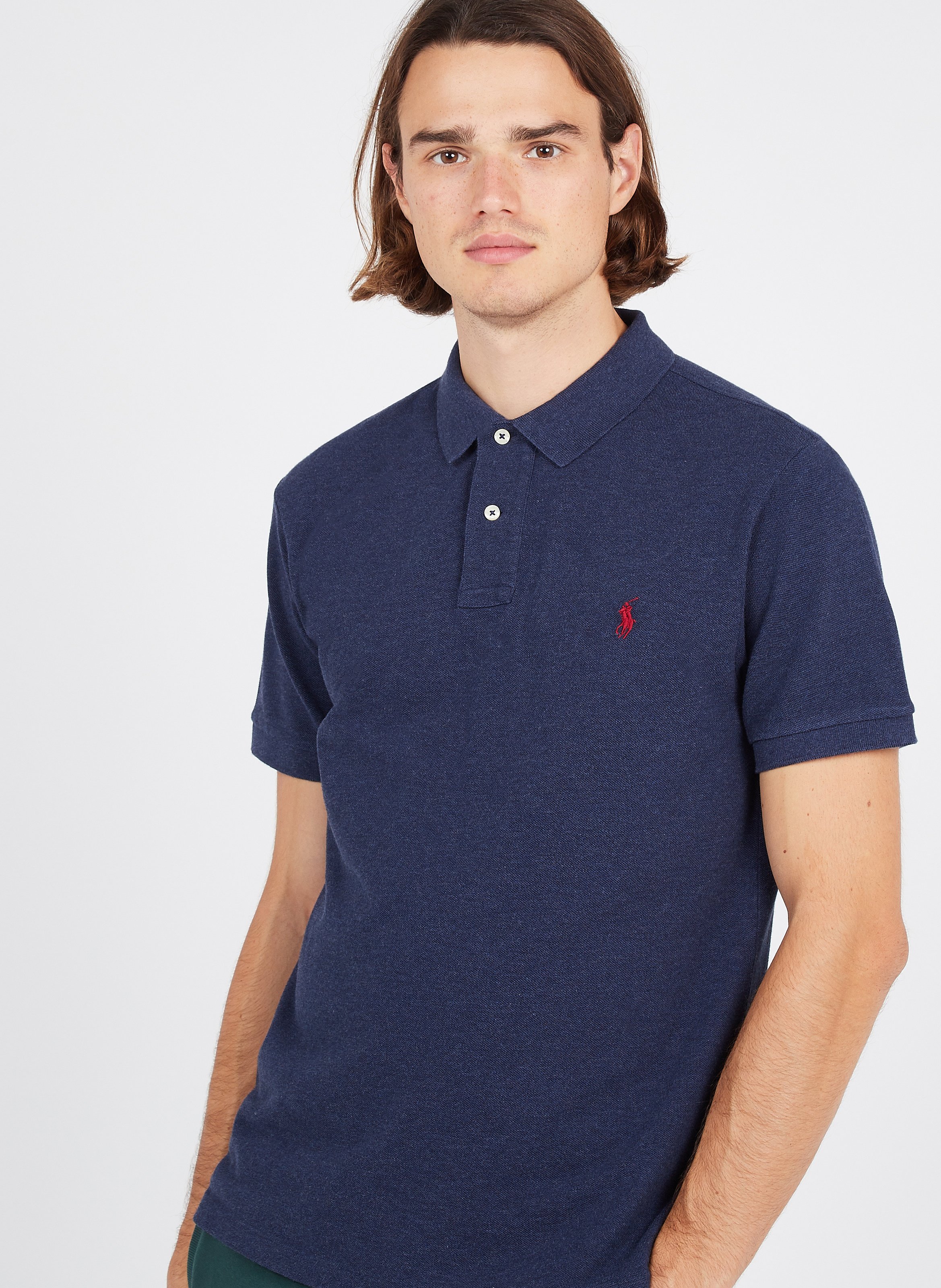 Blue Slim fit cotton polo shirt