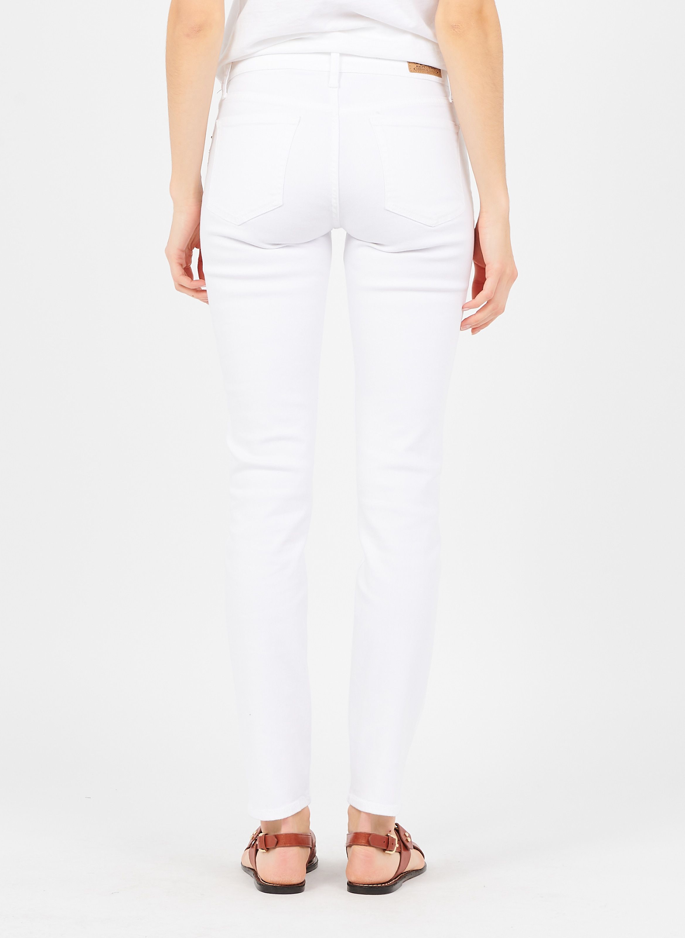 white and blue skinny jeans