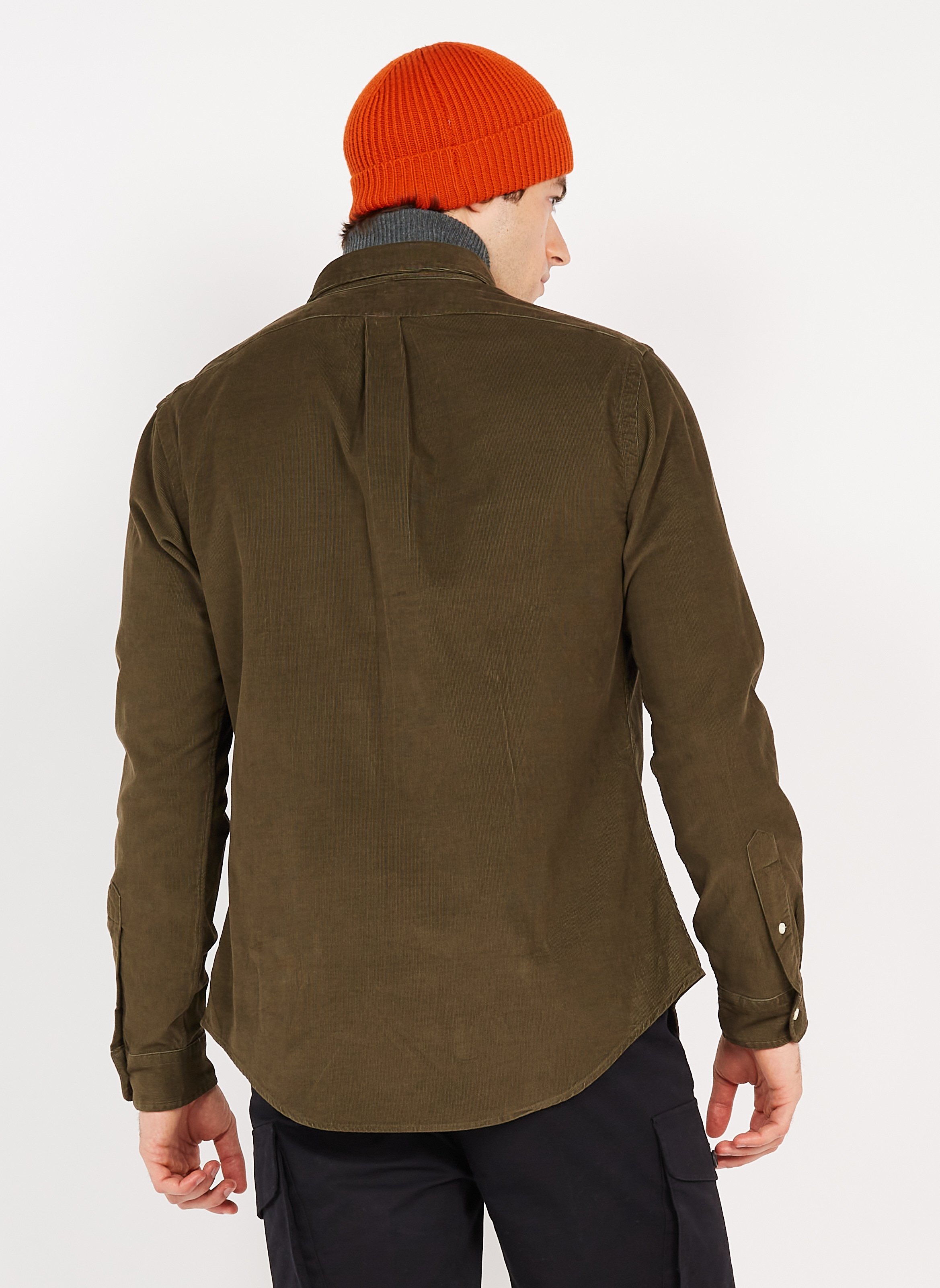 Slimfit Corduroy Shirt With Classic Collar Defender Green Polo Ralph