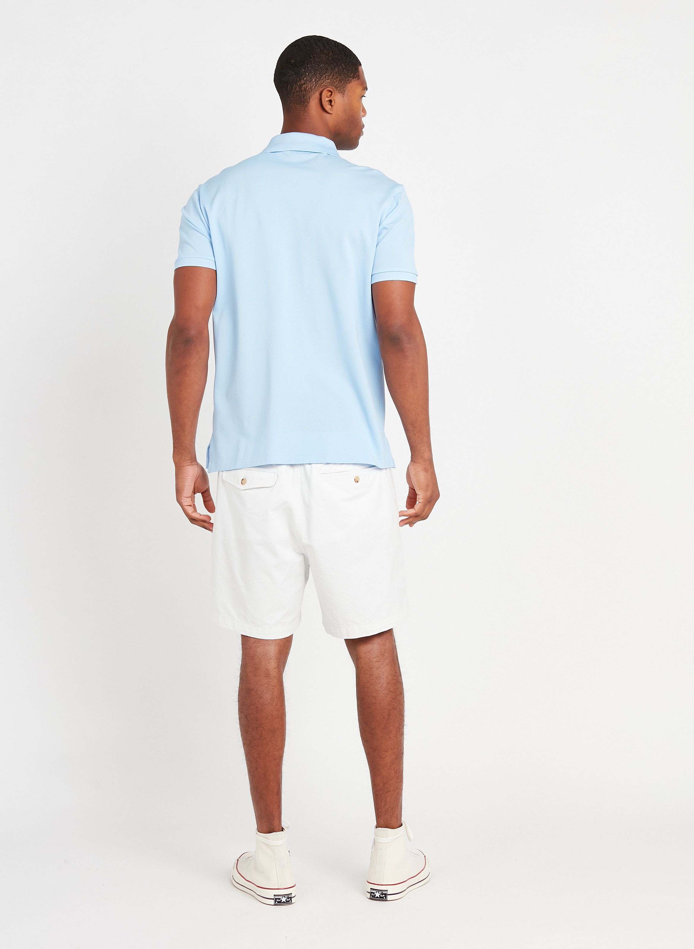 polo white linen shorts