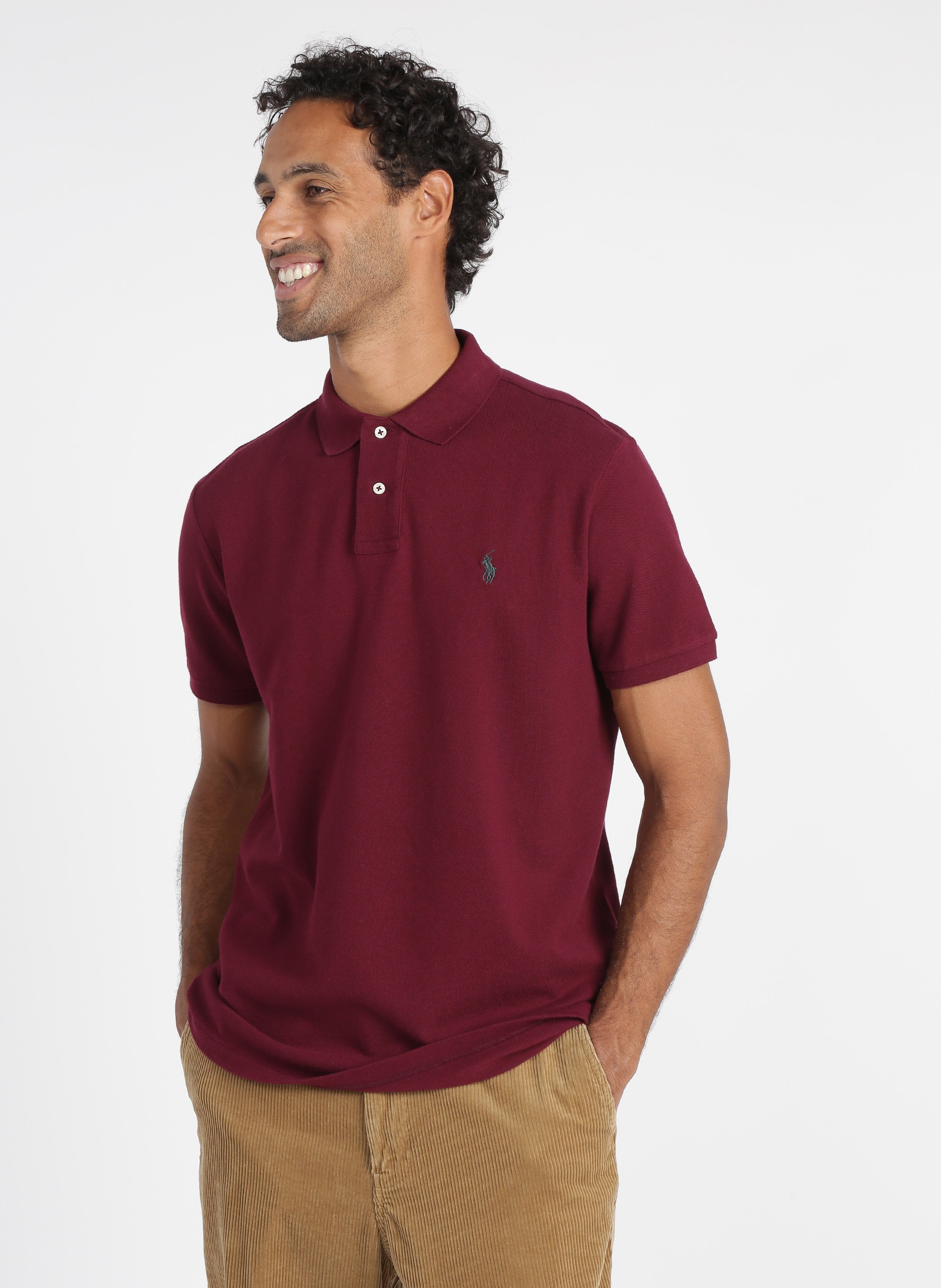 dark red polo shirt