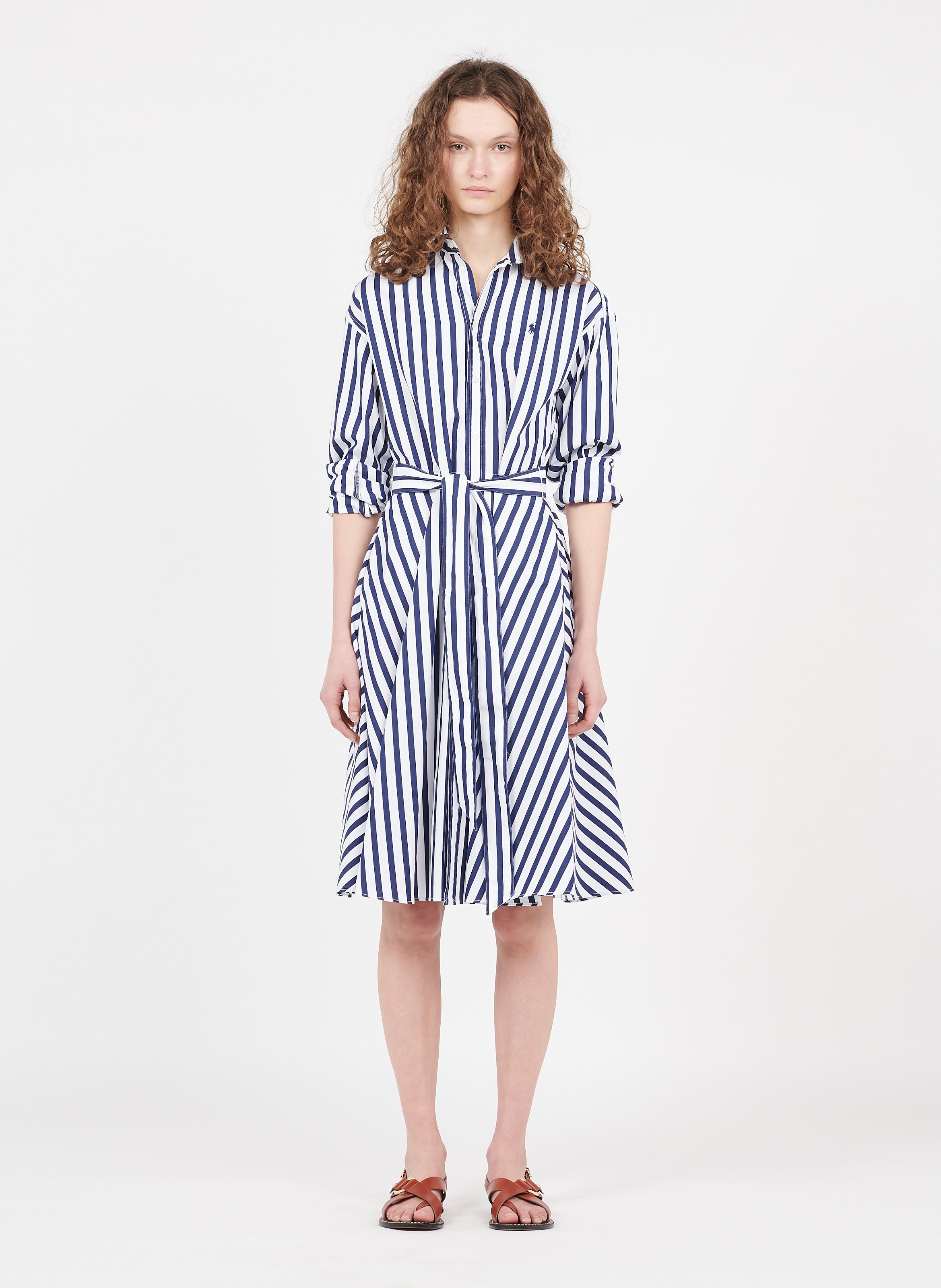 ralph lauren navy and white striped dress