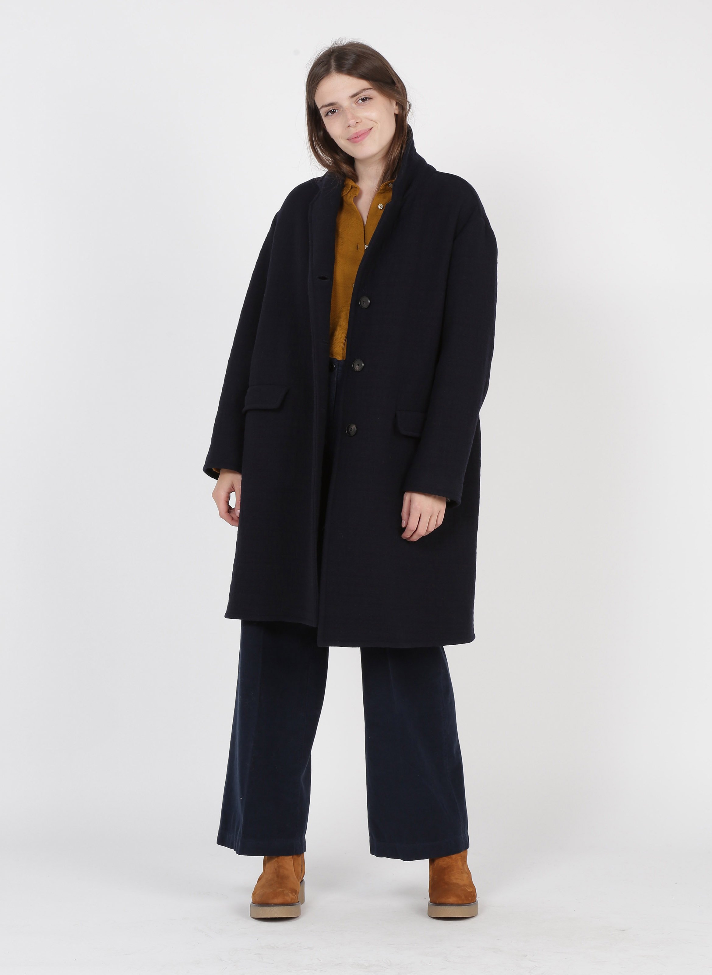 relaxed fit wool coat