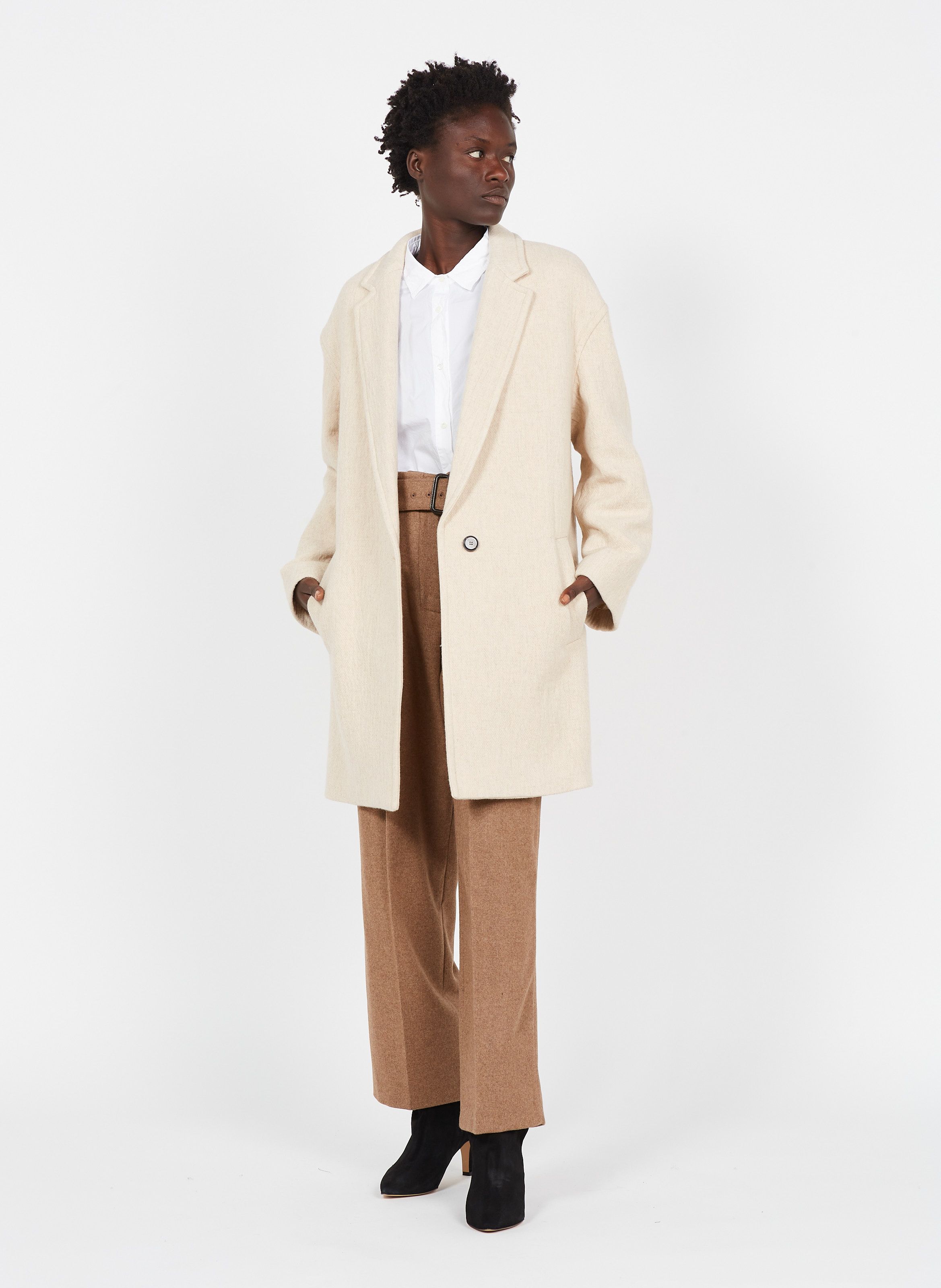 Wool blend Coat With Tailored Collar Champagne Pomandere