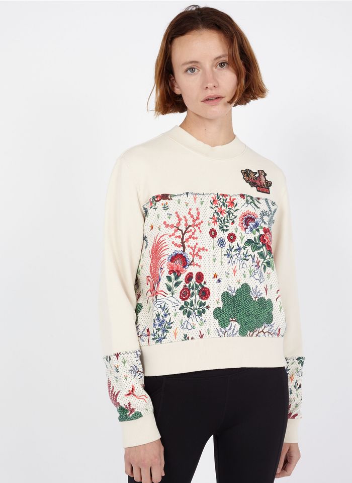 PUMA White Flower print round-neck sweatshirt