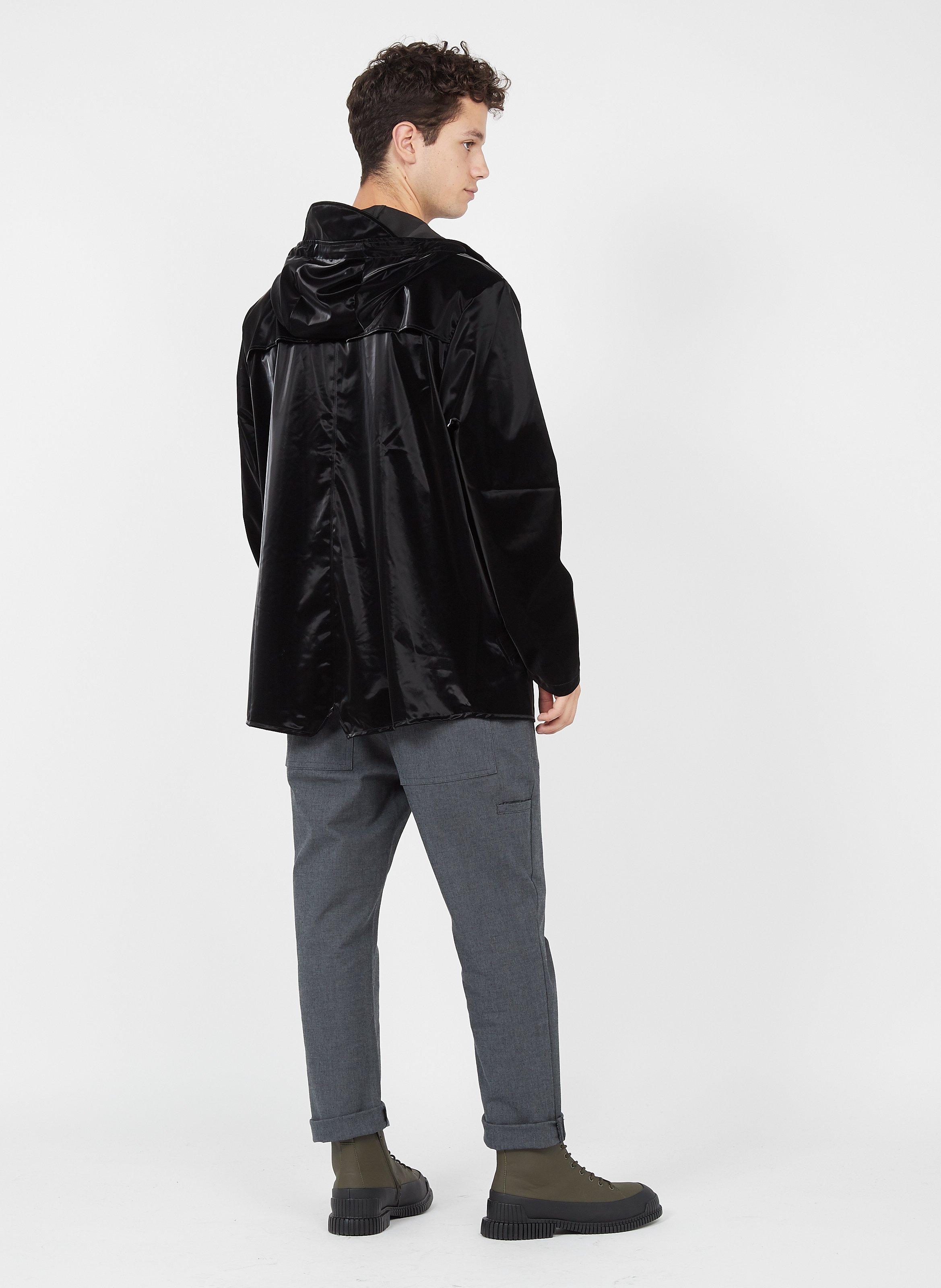black button up windbreaker