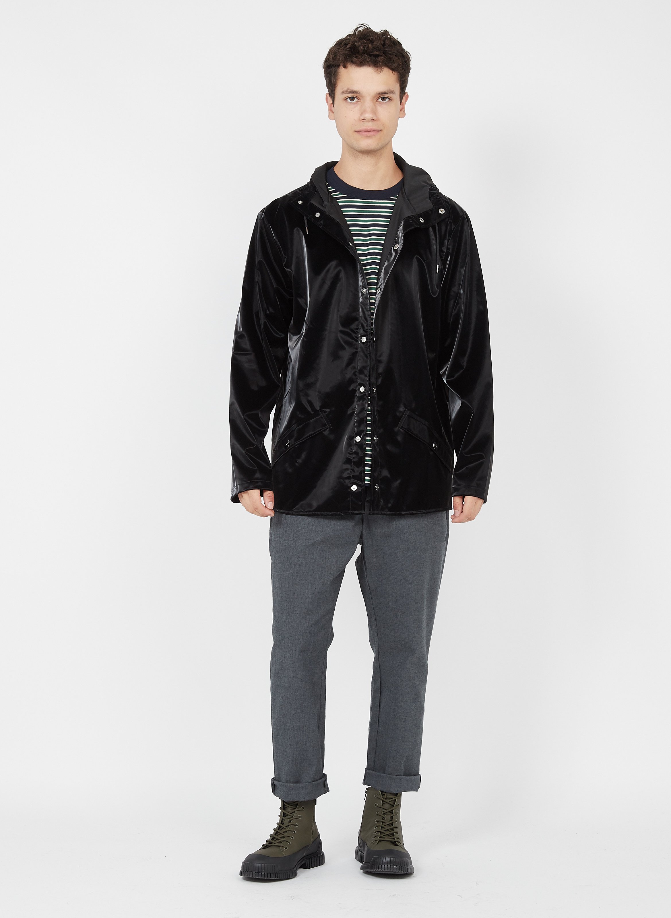 black button up windbreaker