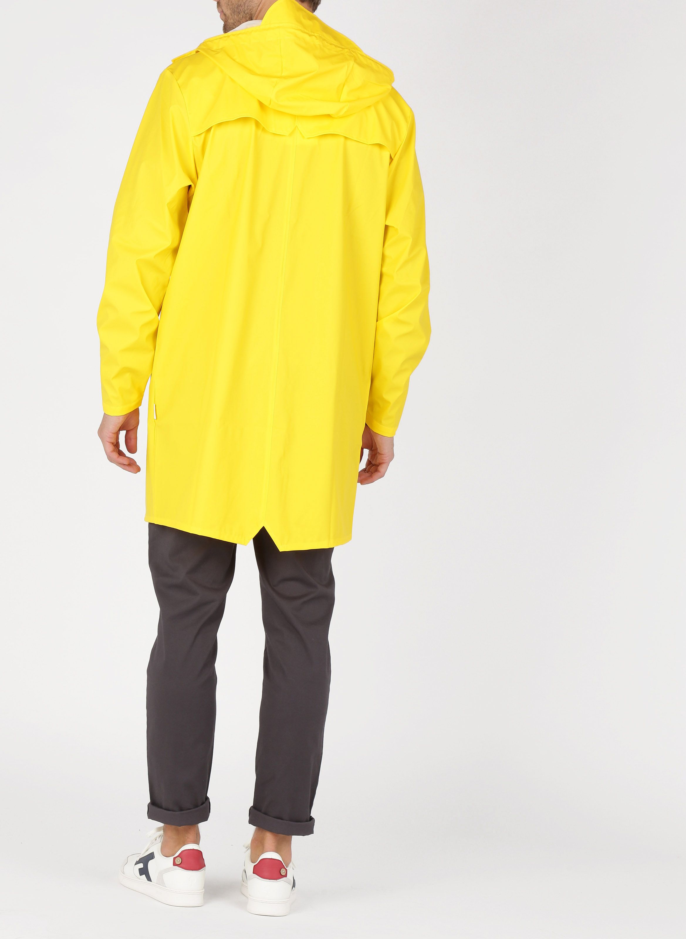 yellow hooded raincoat