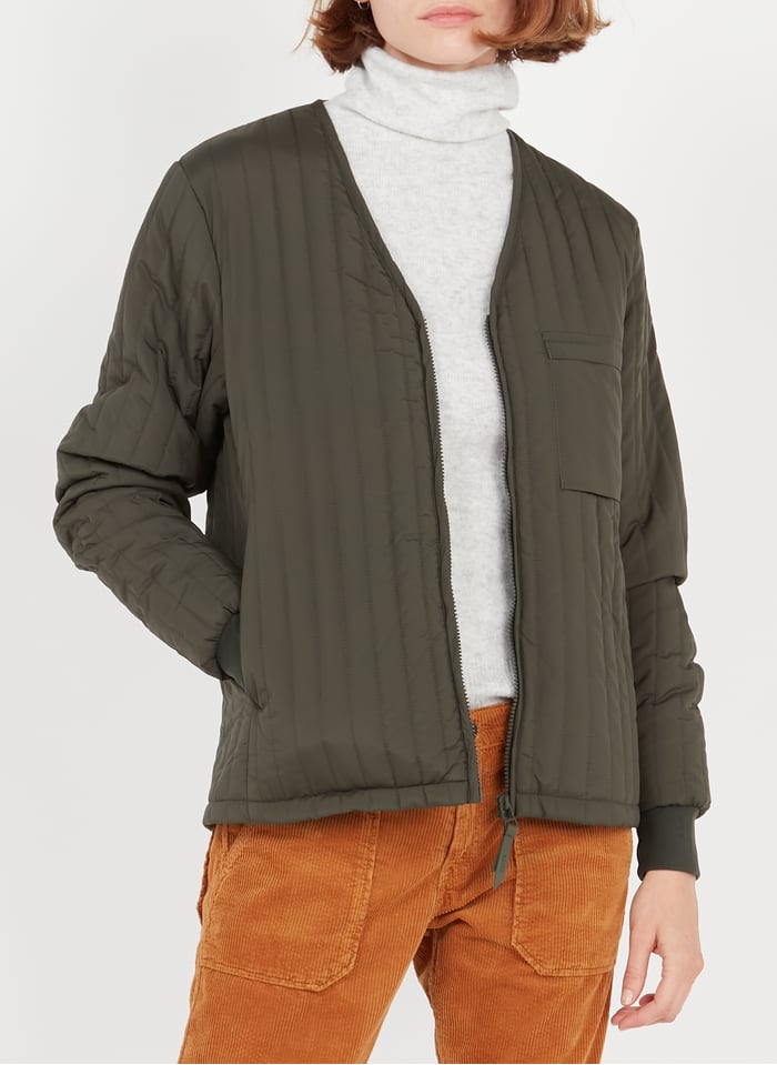Zipped V Neck Jacket Liner Green Rains Women Place Des Tendances Zipped V Neck Jacket Liner Green Rains Women Place Des Tendances