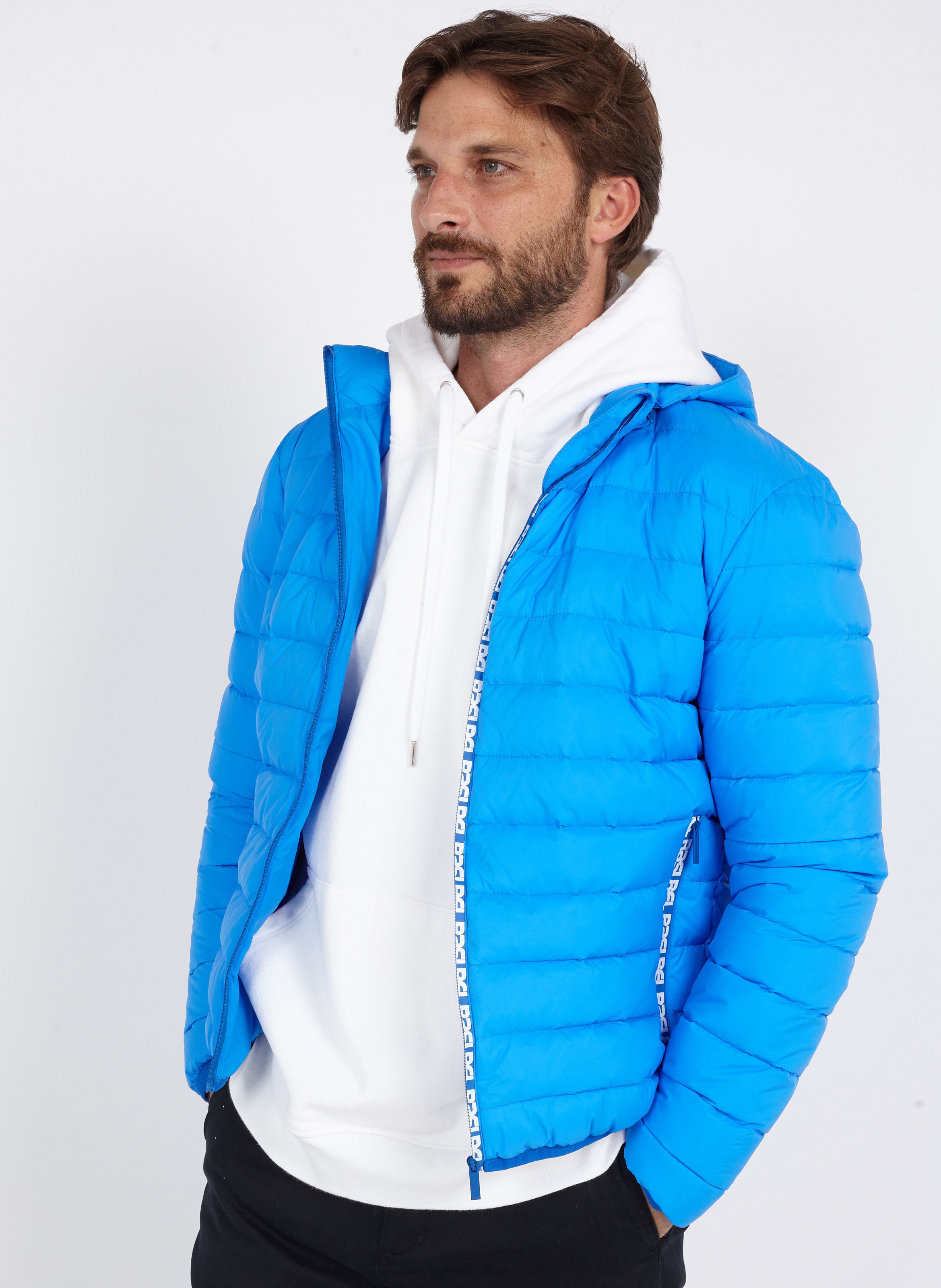 puffy blue jacket