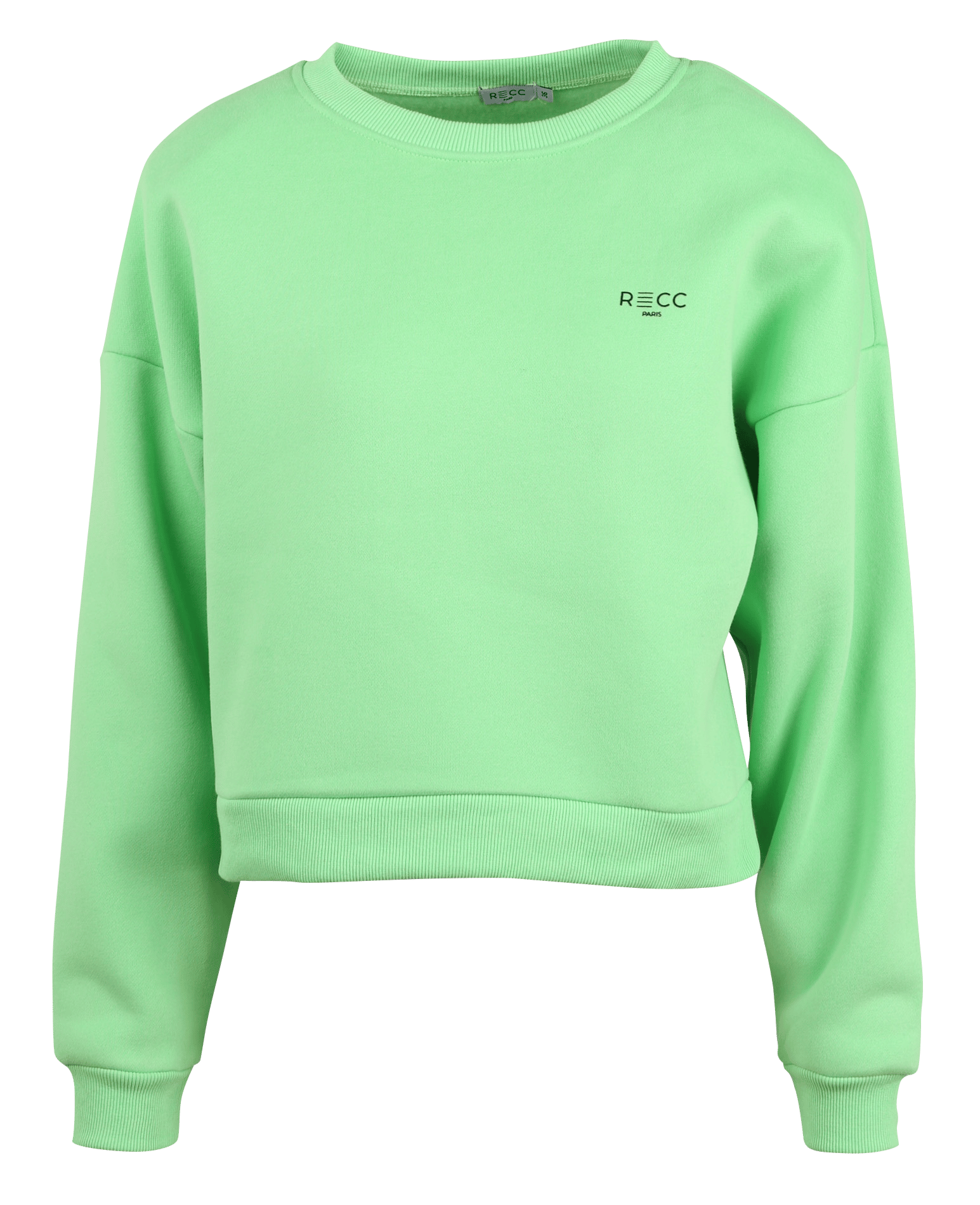 white sweatshirt with green writing