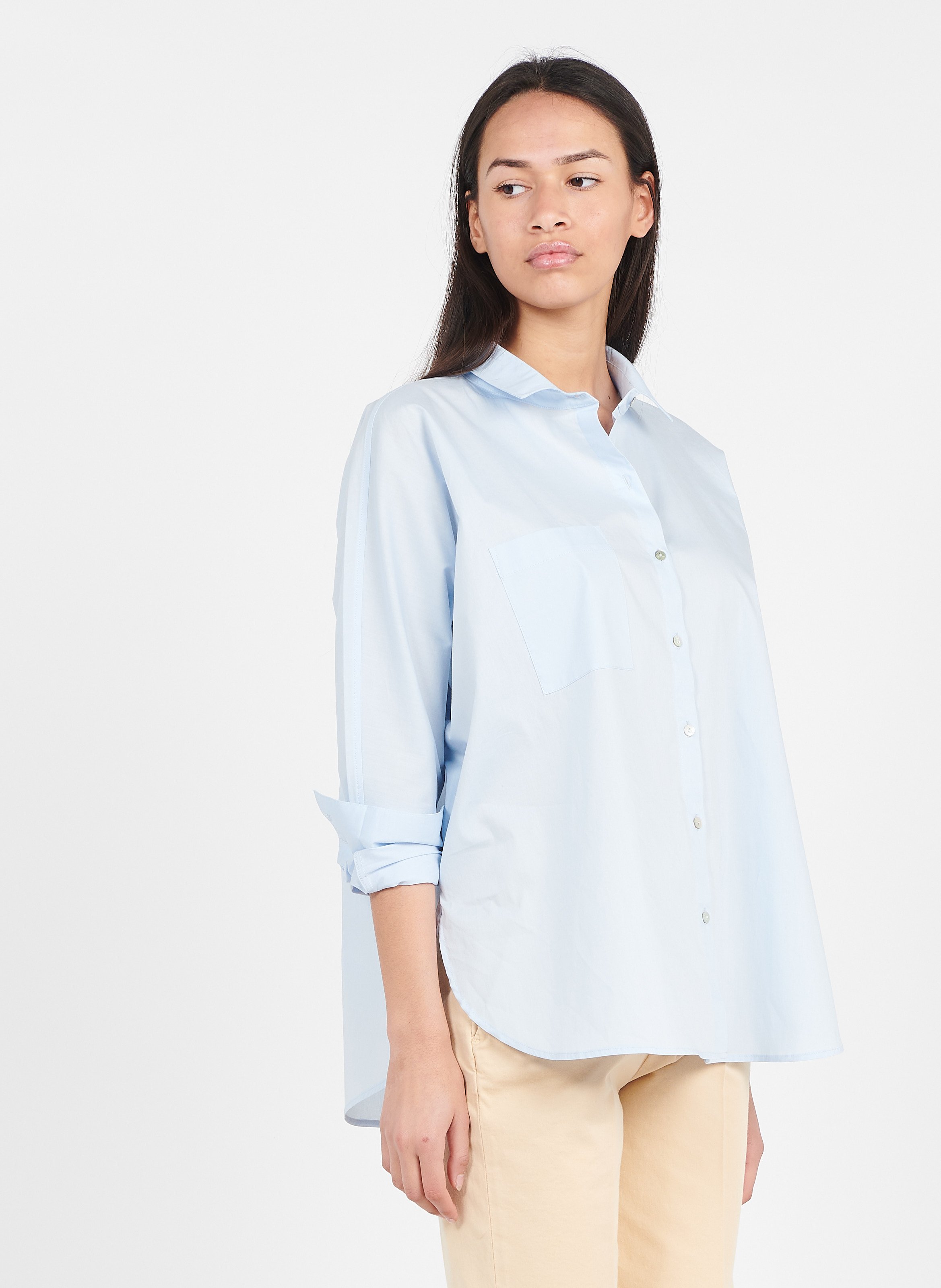 Sale Oversized Cotton Shirt Light Blue 