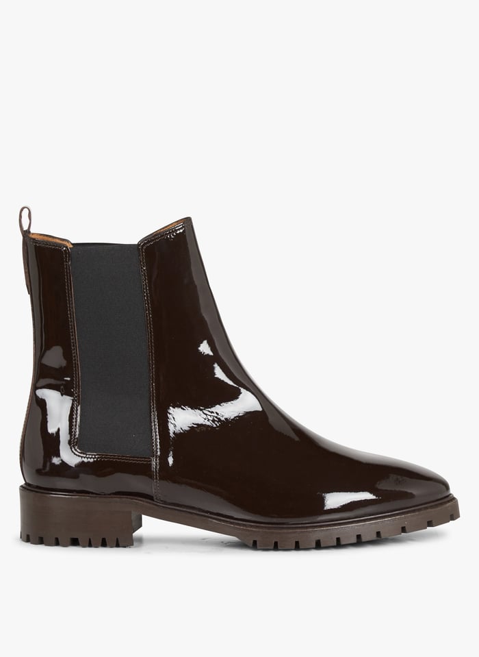 Brown Patent leather Chelsea boots