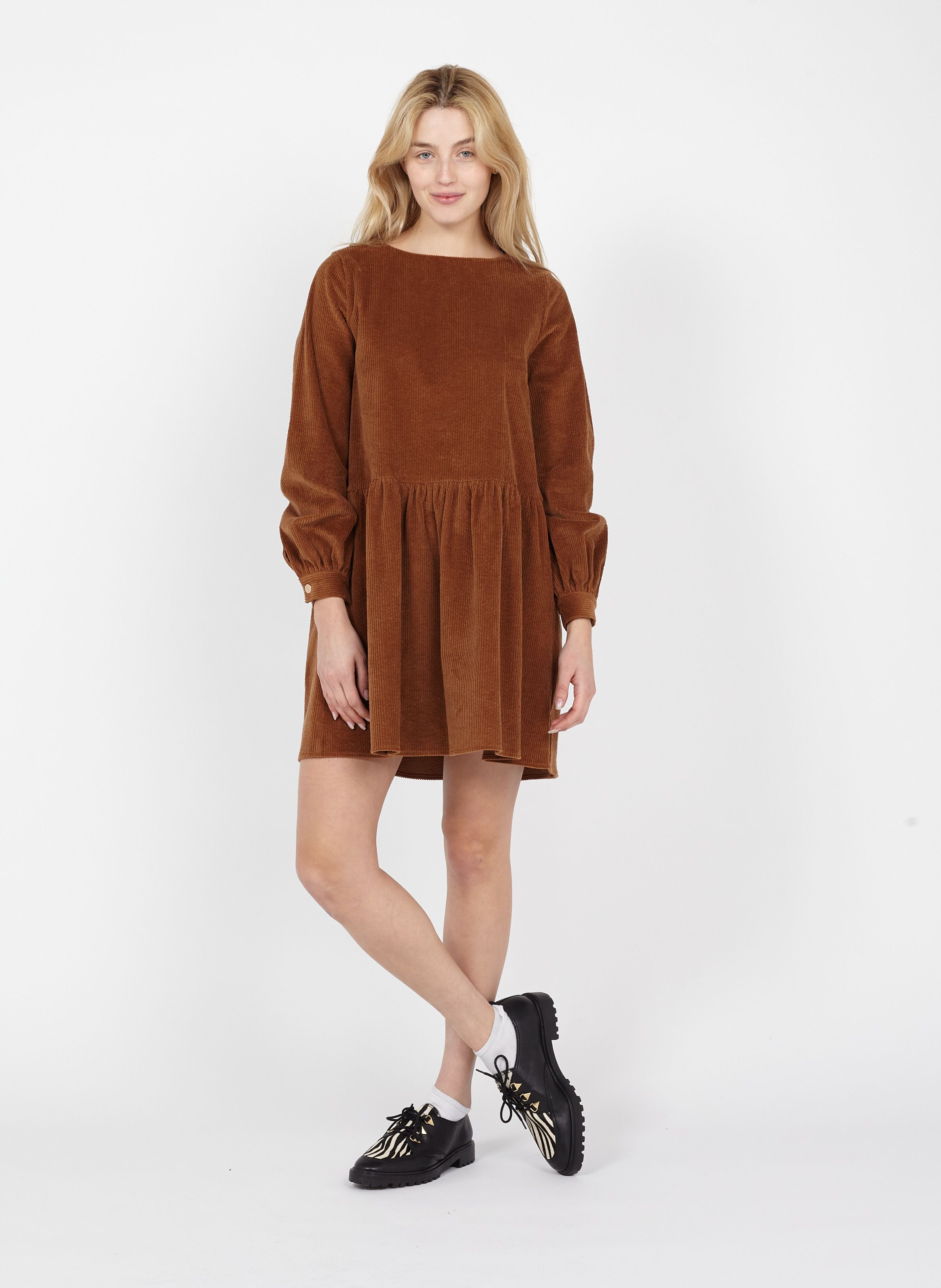 brown corduroy dress womens