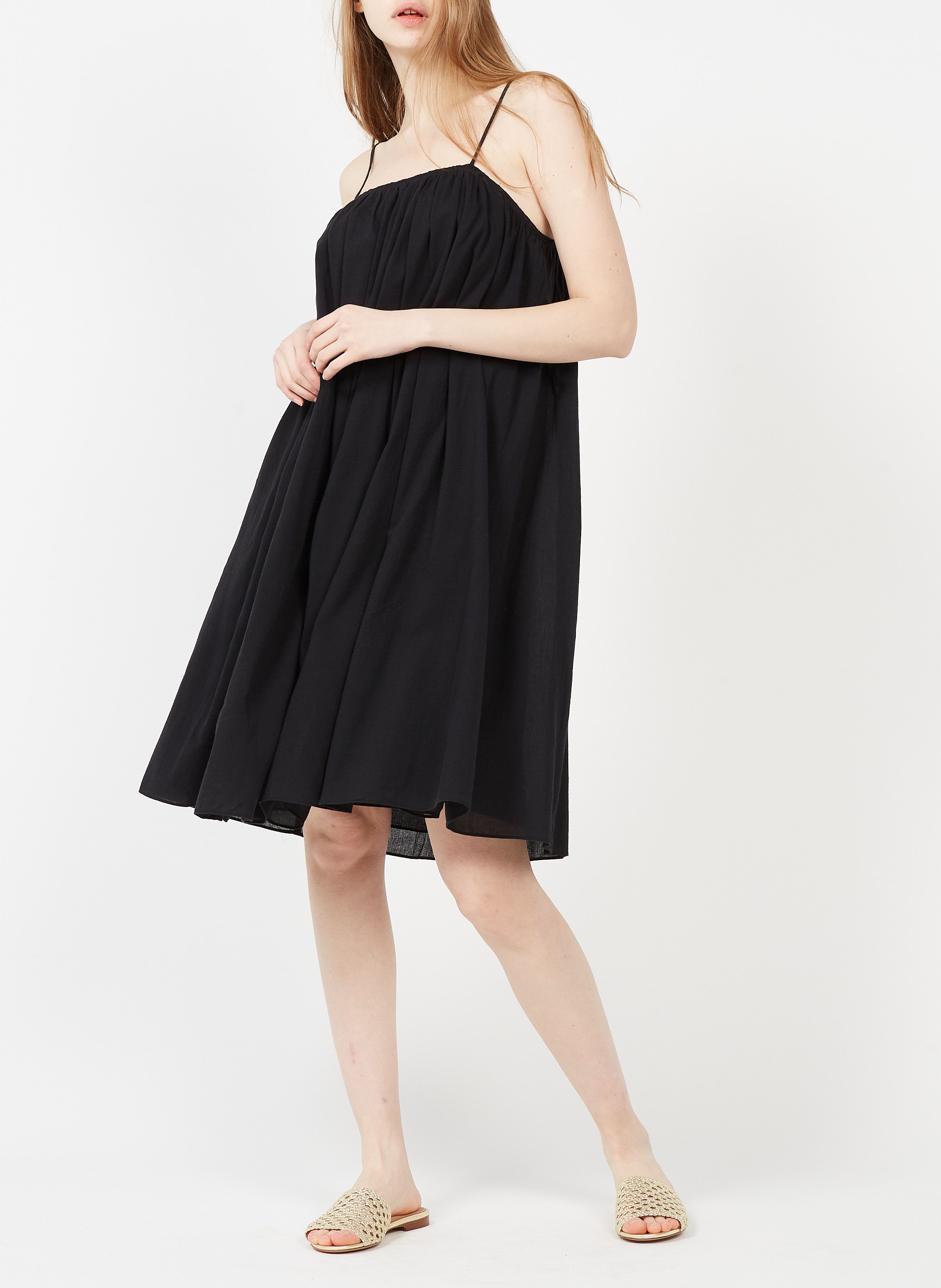 black cotton spaghetti strap dress