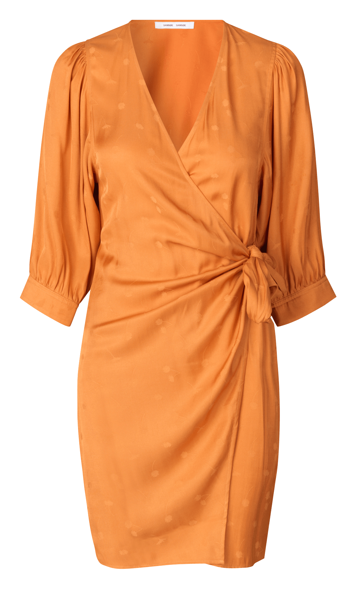 orange wrap around dress