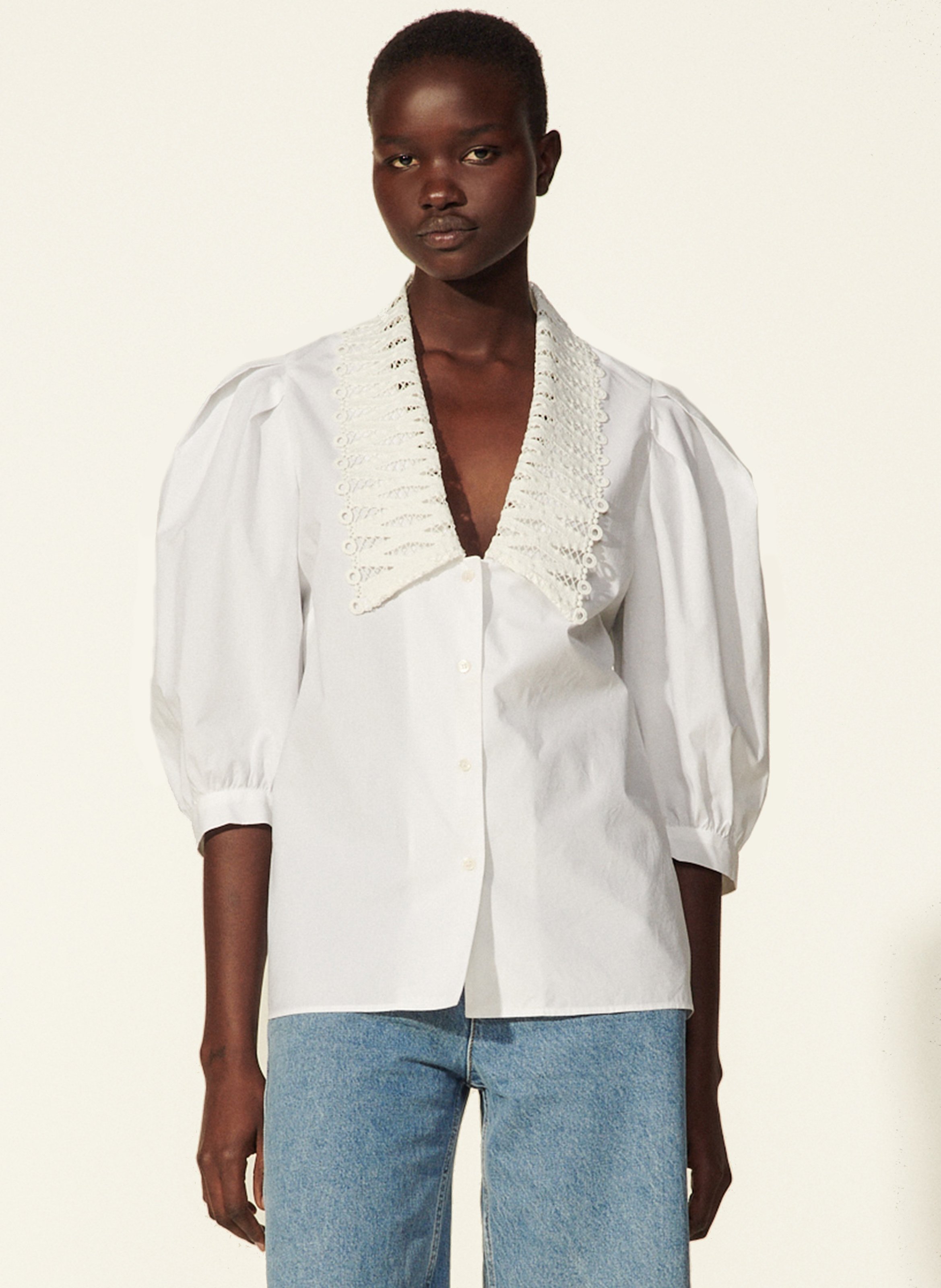 Sale Classic-collar Cotton Shirt With 