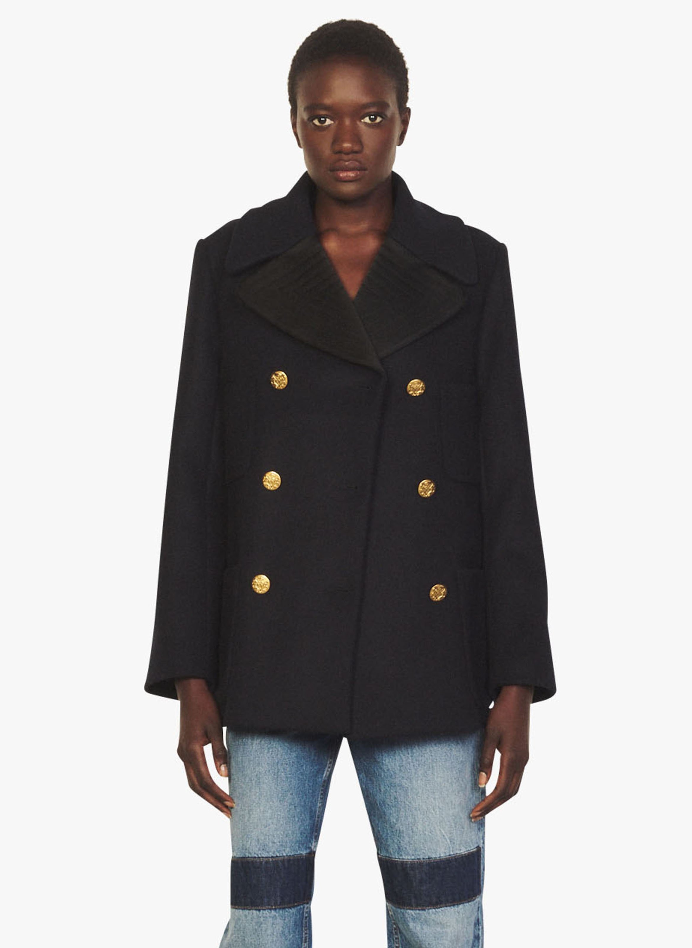sandro double breasted wool coat