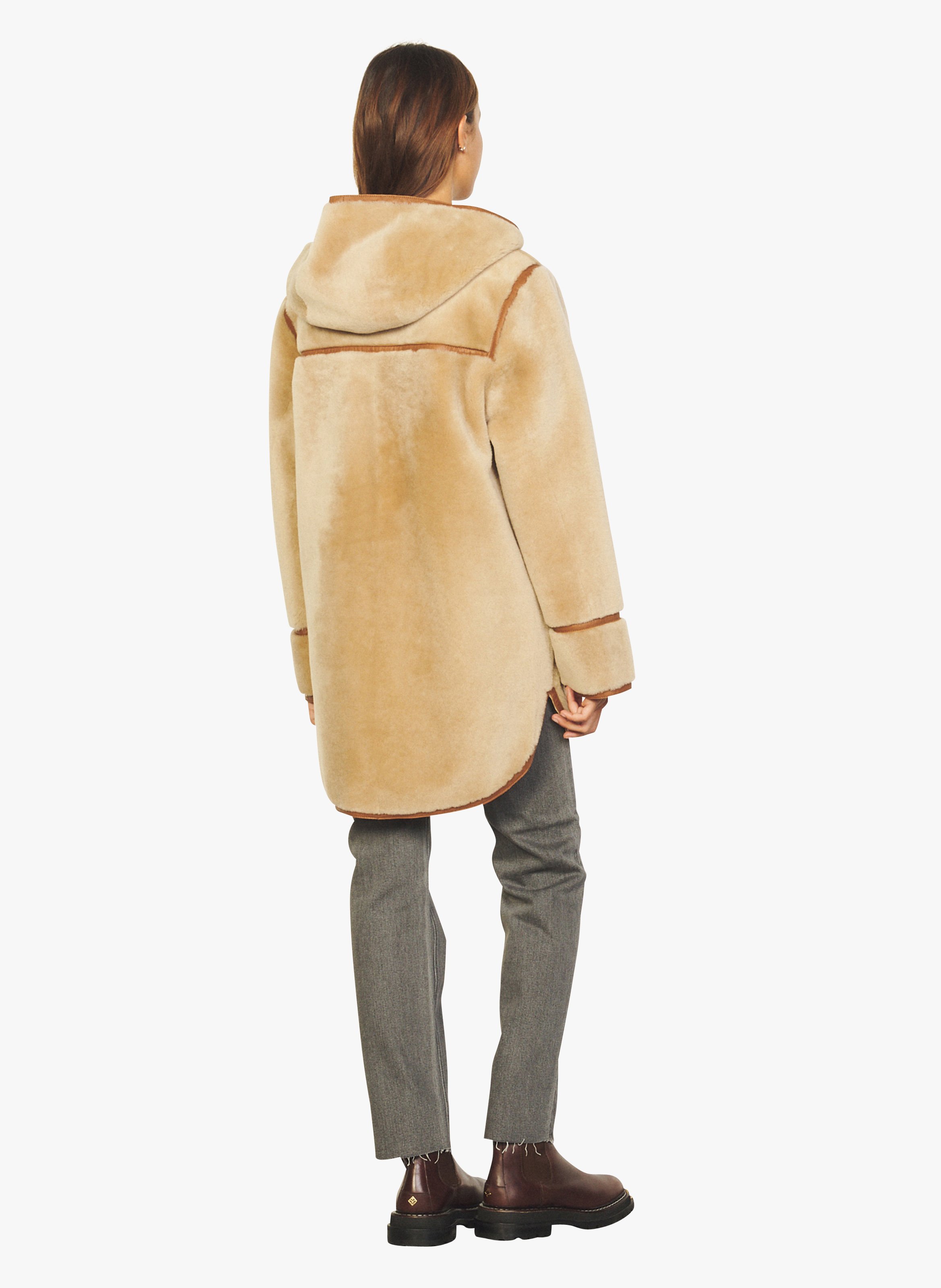 sandro reversible shearling coat