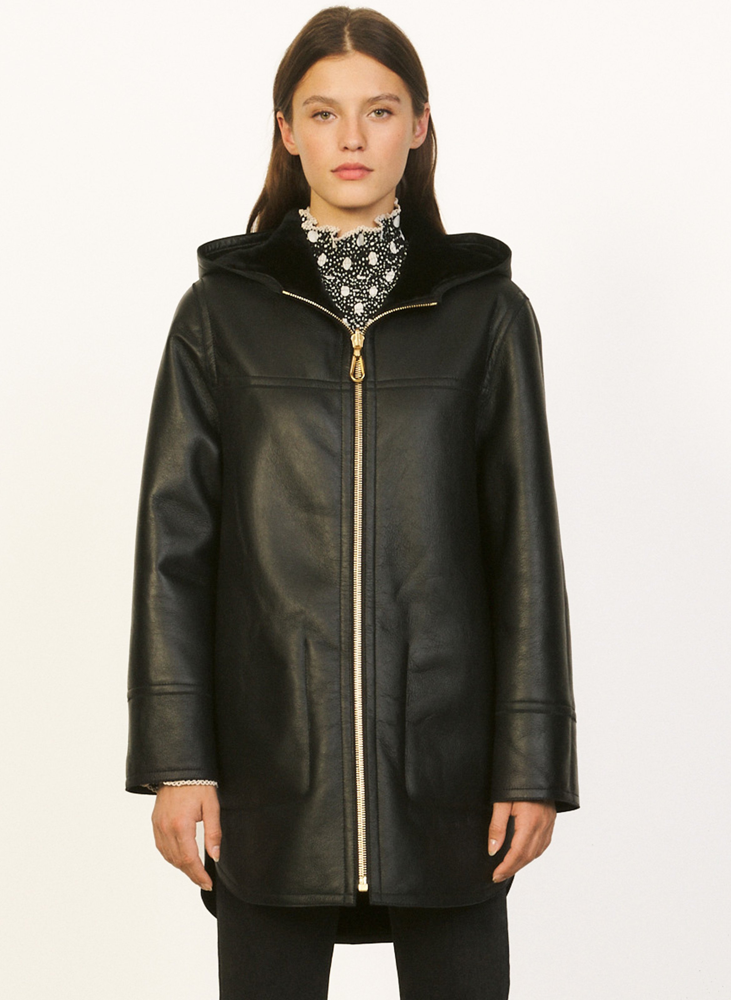 sandro black leather jacket