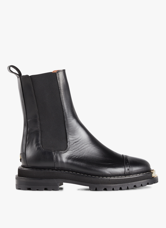 SANDRO Black Leather mid-calf boots