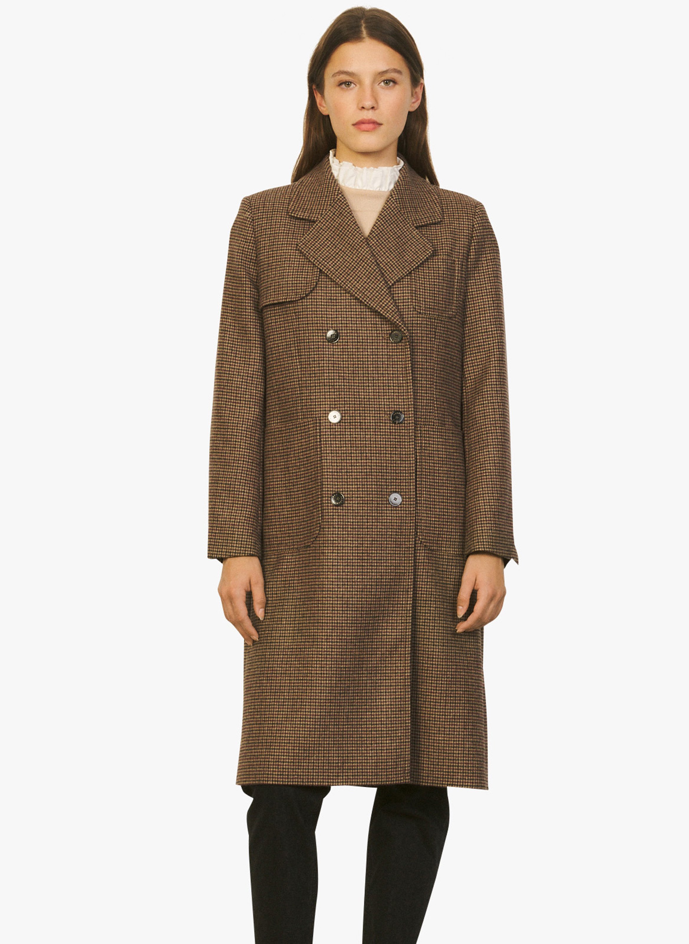 sandro checked coat
