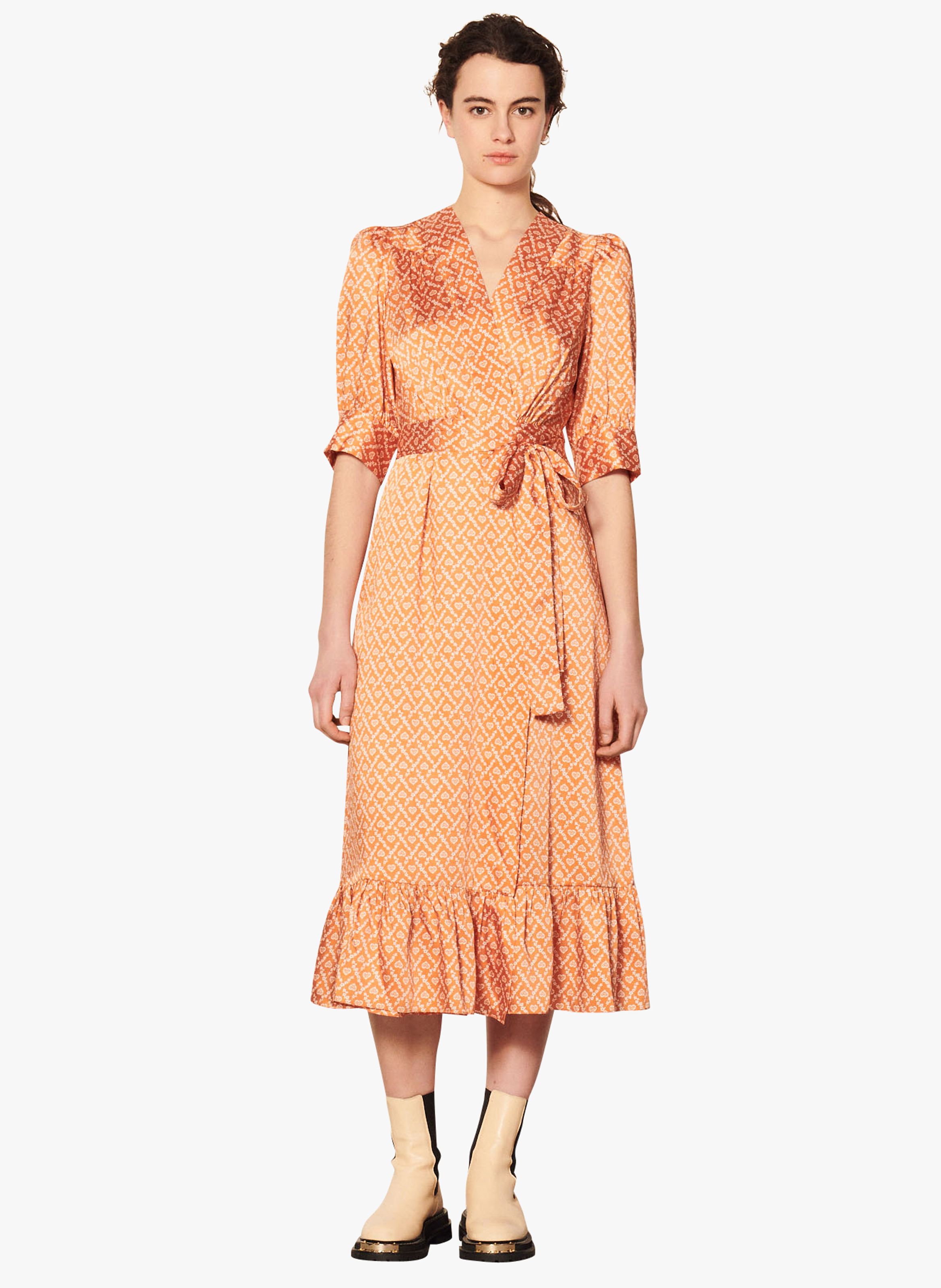 sandro long printed dress