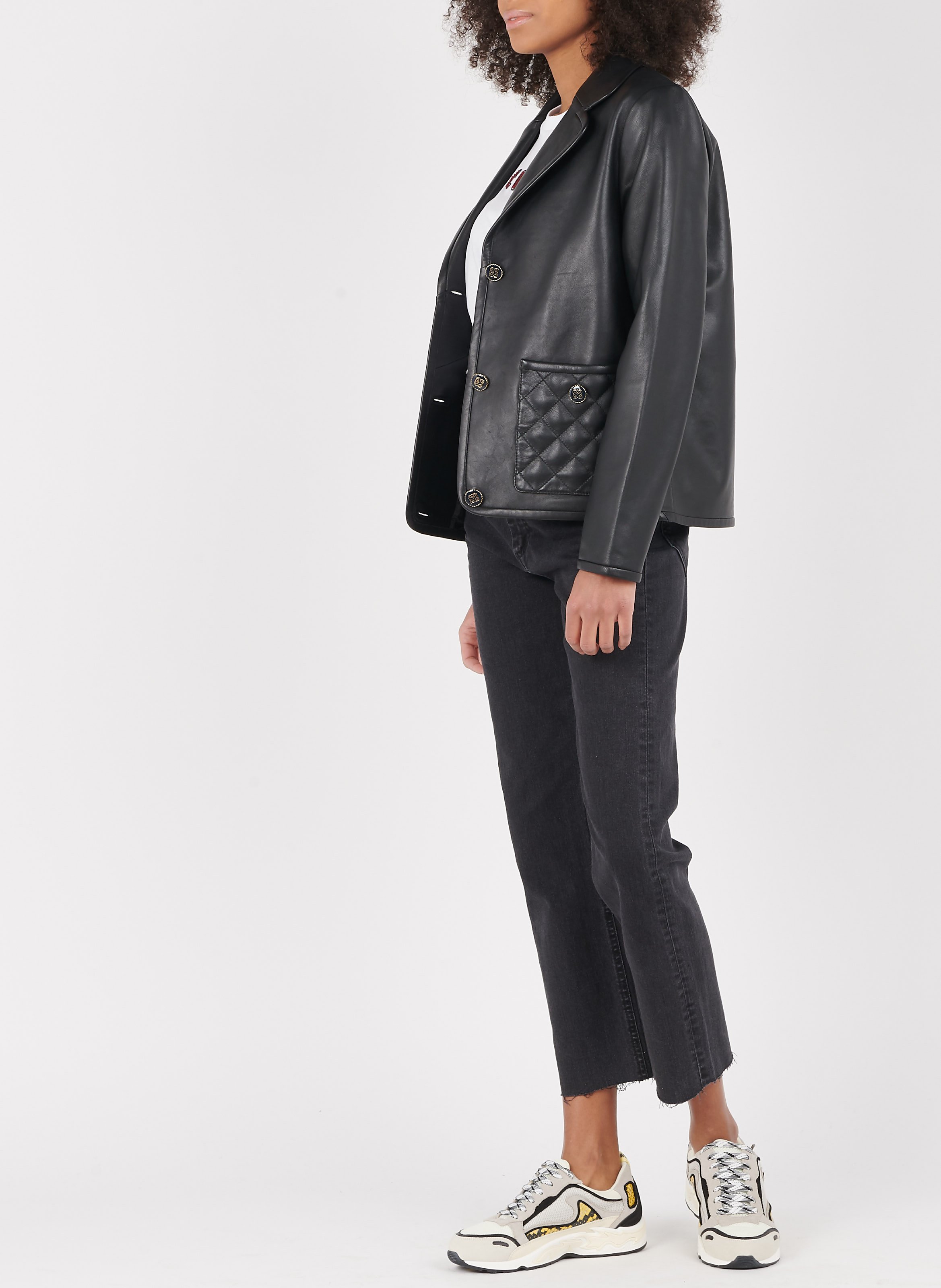 Low Top Mesh And Leather Sneakers Deep Navy Sandro Women Place Des Tendances