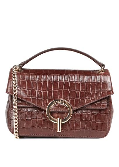 Sac a sales main croco marron
