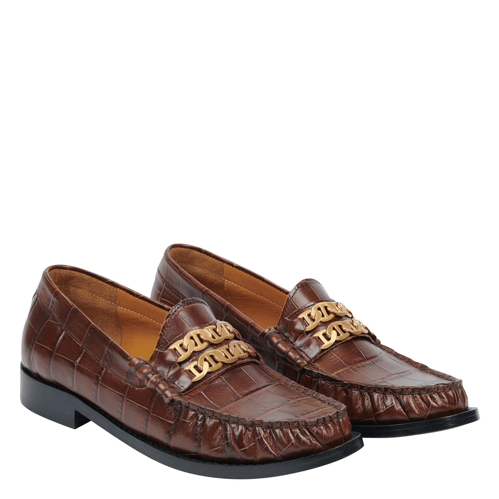 brown croc loafers